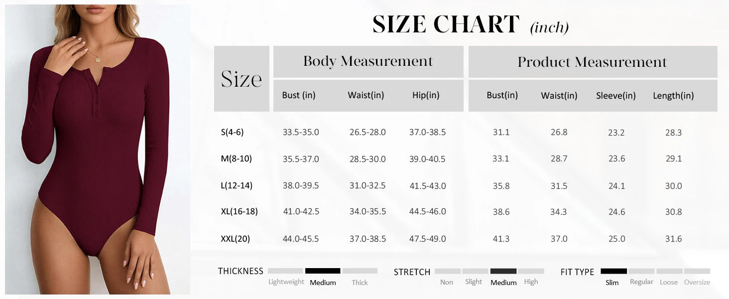 PRETTYGARDEN Long Sleeve Bodysuits for Women Ribbed Knit Henley Button Up Slim Fitted Basic Tops Winter Fashion Clothing - Image 7