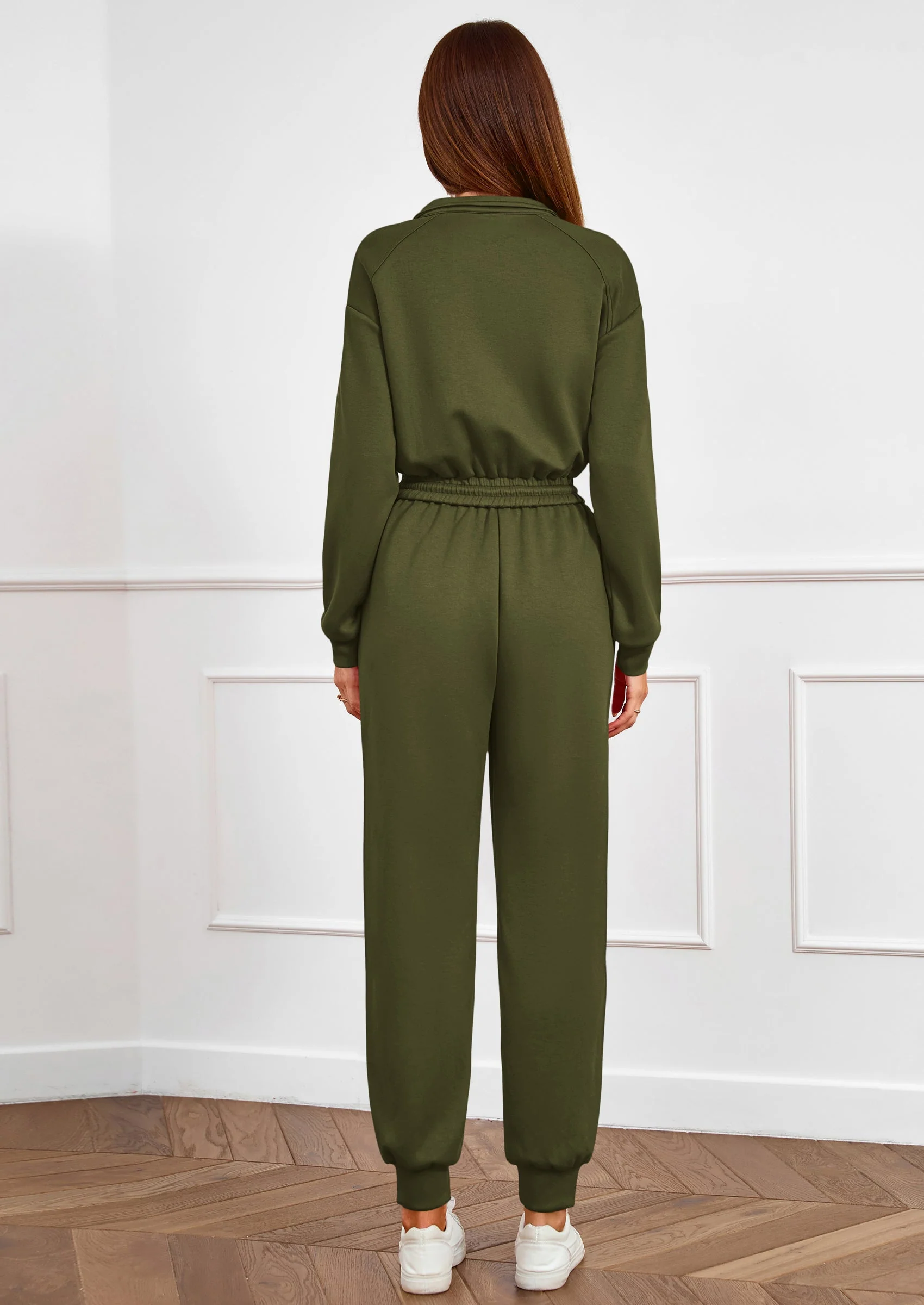 PRETTYGARDEN Long Sleeve Jumpsuits for Women Casual  Fall Fashion Zip Up Pant Rompers One Piece Sweatsuits Travel Outfits - Image 13