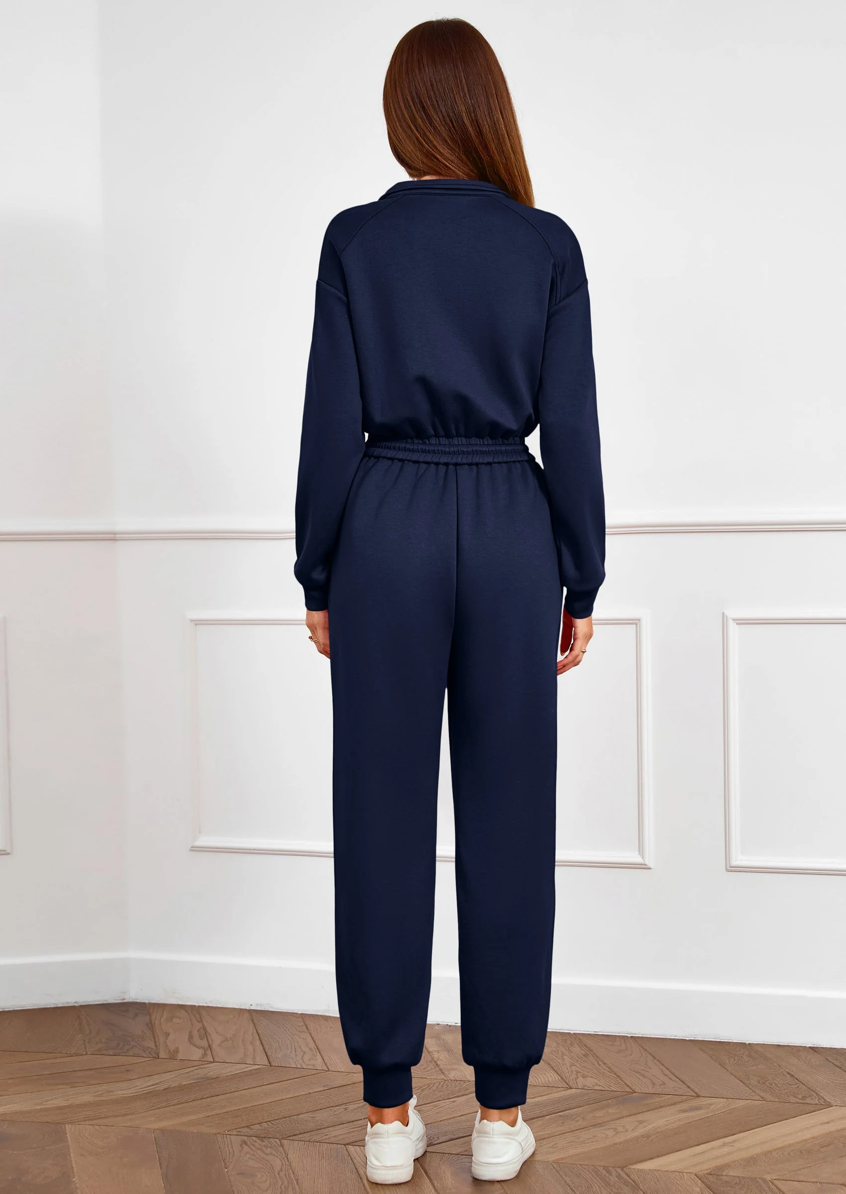 PRETTYGARDEN Long Sleeve Jumpsuits for Women Casual  Fall Fashion Zip Up Pant Rompers One Piece Sweatsuits Travel Outfits - Image 18