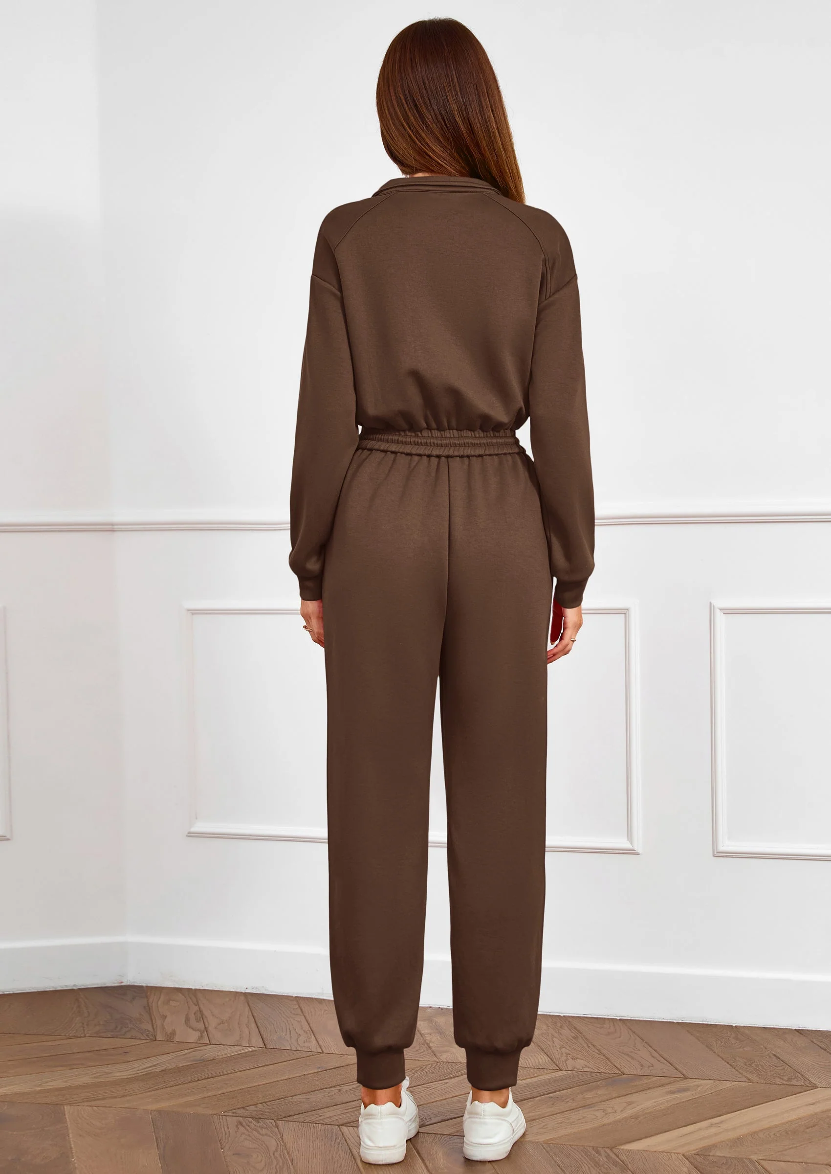 PRETTYGARDEN Long Sleeve Jumpsuits for Women Casual  Fall Fashion Zip Up Pant Rompers One Piece Sweatsuits Travel Outfits - Image 23