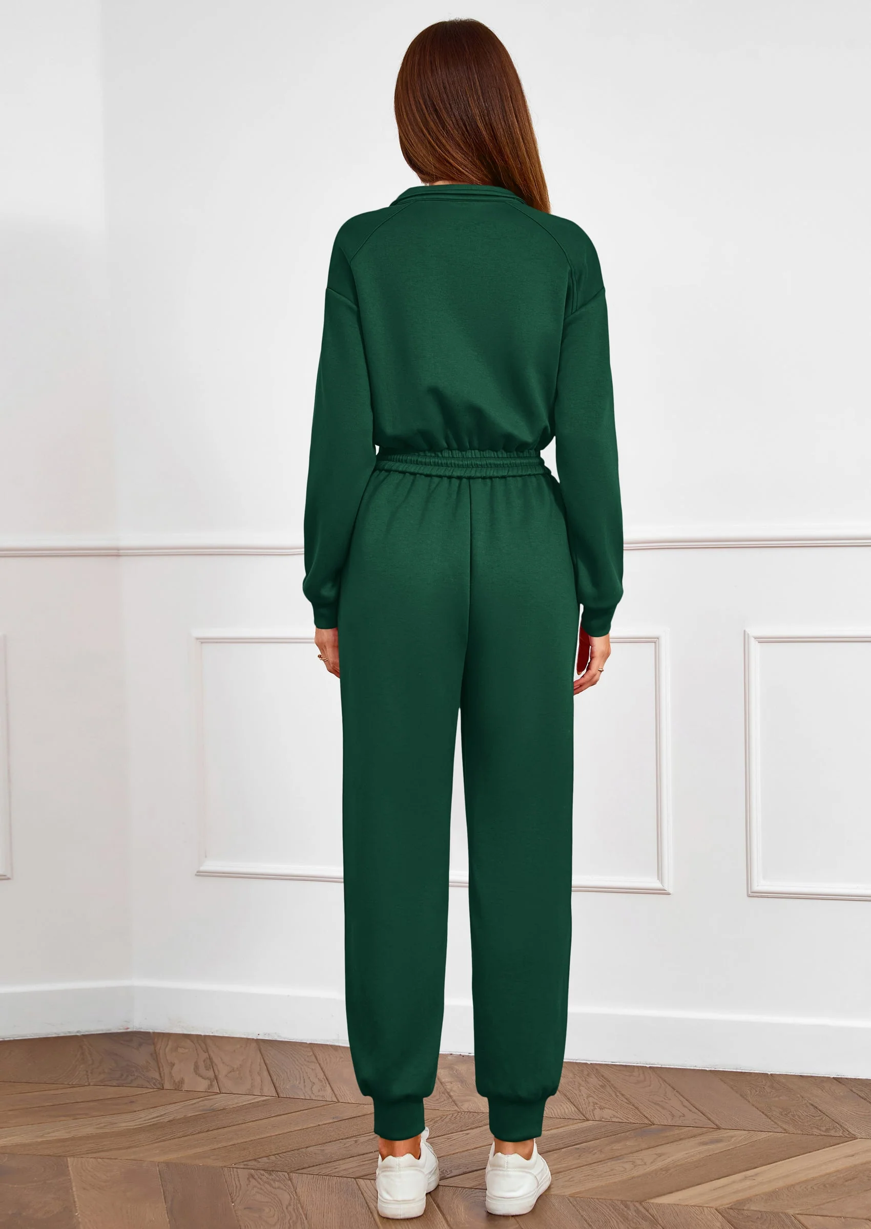 PRETTYGARDEN Long Sleeve Jumpsuits for Women Casual  Fall Fashion Zip Up Pant Rompers One Piece Sweatsuits Travel Outfits - Image 33