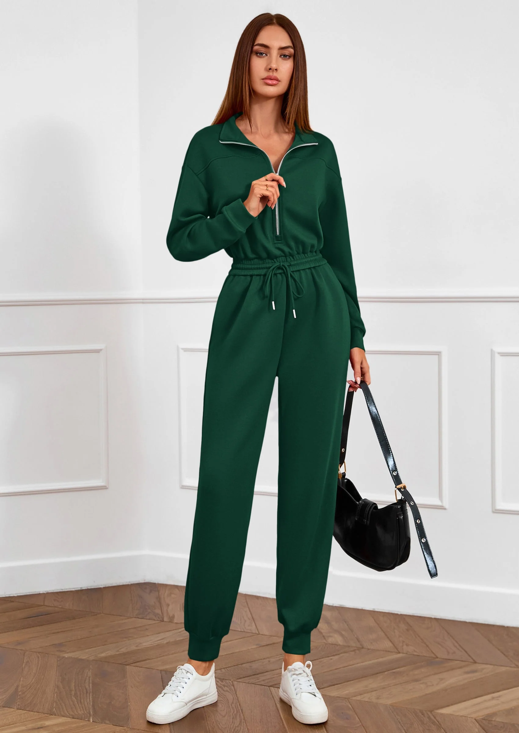 PRETTYGARDEN Long Sleeve Jumpsuits for Women Casual  Fall Fashion Zip Up Pant Rompers One Piece Sweatsuits Travel Outfits - Image 36