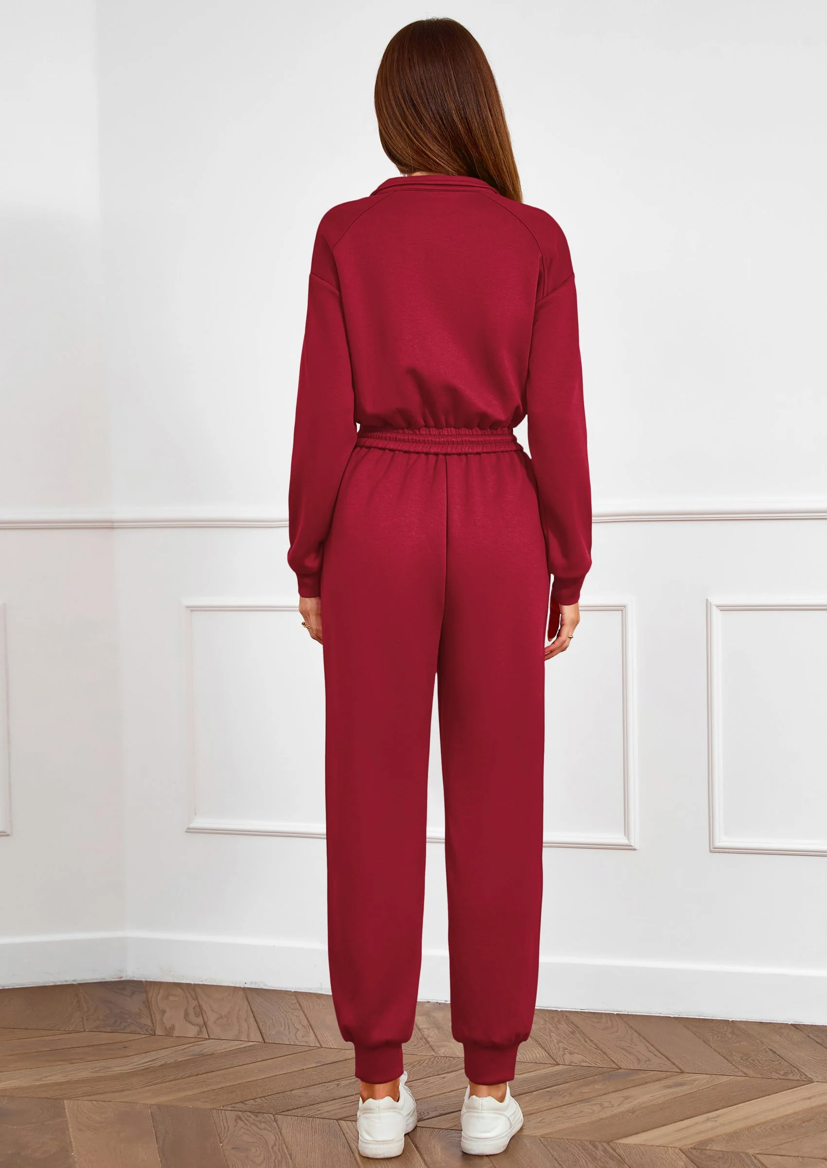 PRETTYGARDEN Long Sleeve Jumpsuits for Women Casual  Fall Fashion Zip Up Pant Rompers One Piece Sweatsuits Travel Outfits - Image 38