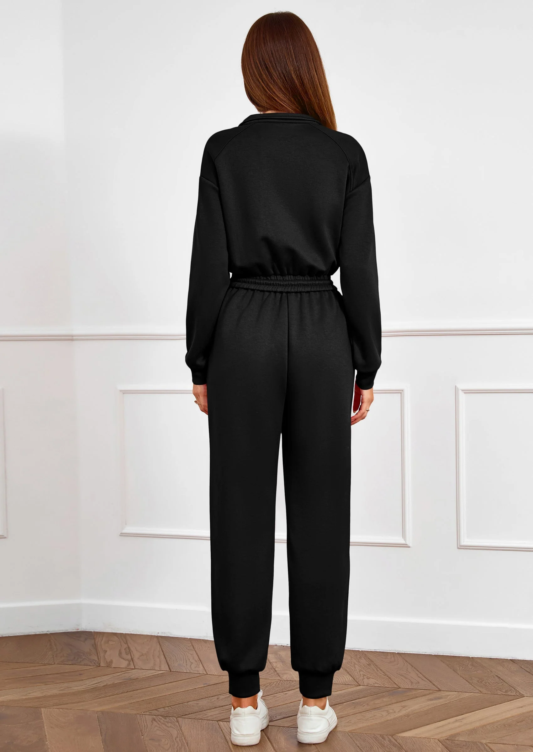 PRETTYGARDEN Long Sleeve Jumpsuits for Women Casual  Fall Fashion Zip Up Pant Rompers One Piece Sweatsuits Travel Outfits - Image 8