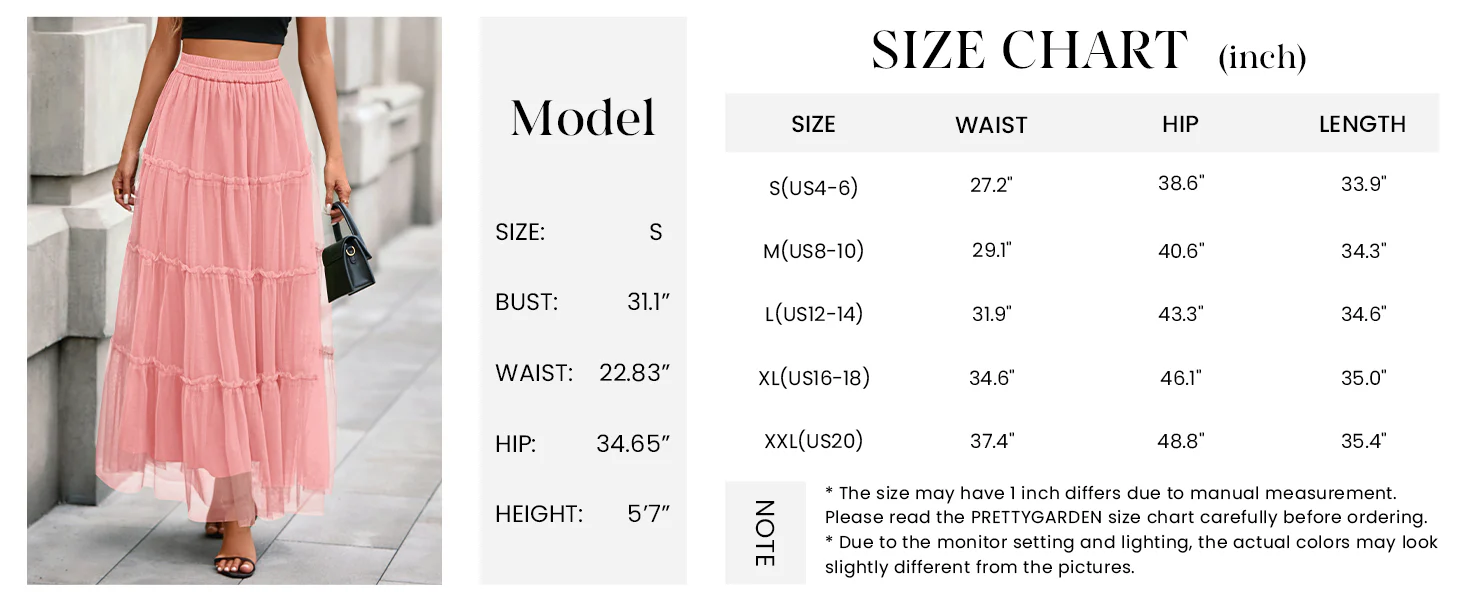 PRETTYGARDEN Maxi Skirts for Women Fall Tulle High Waisted Ruffle Flowy A-Line Long Skirt Country Concert Outfits - Image 6