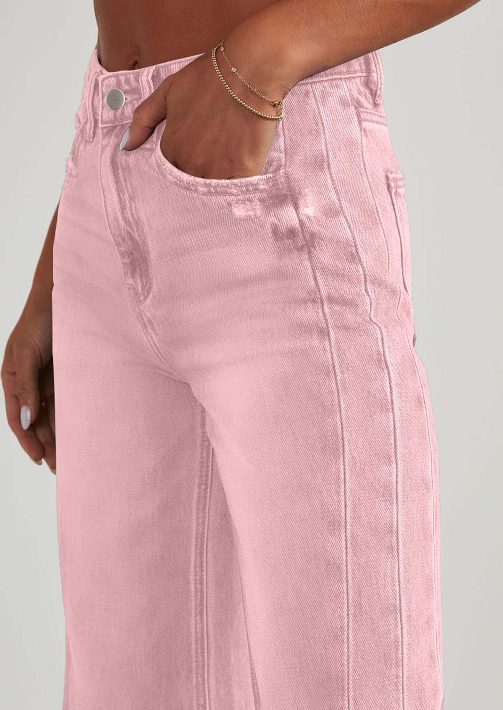 PRETTYGARDEN Wide Leg Jeans for Women Trendy High Waisted Stretchy Baggy Raw Hem Denim Palazzo Pants with Pockets - Image 20