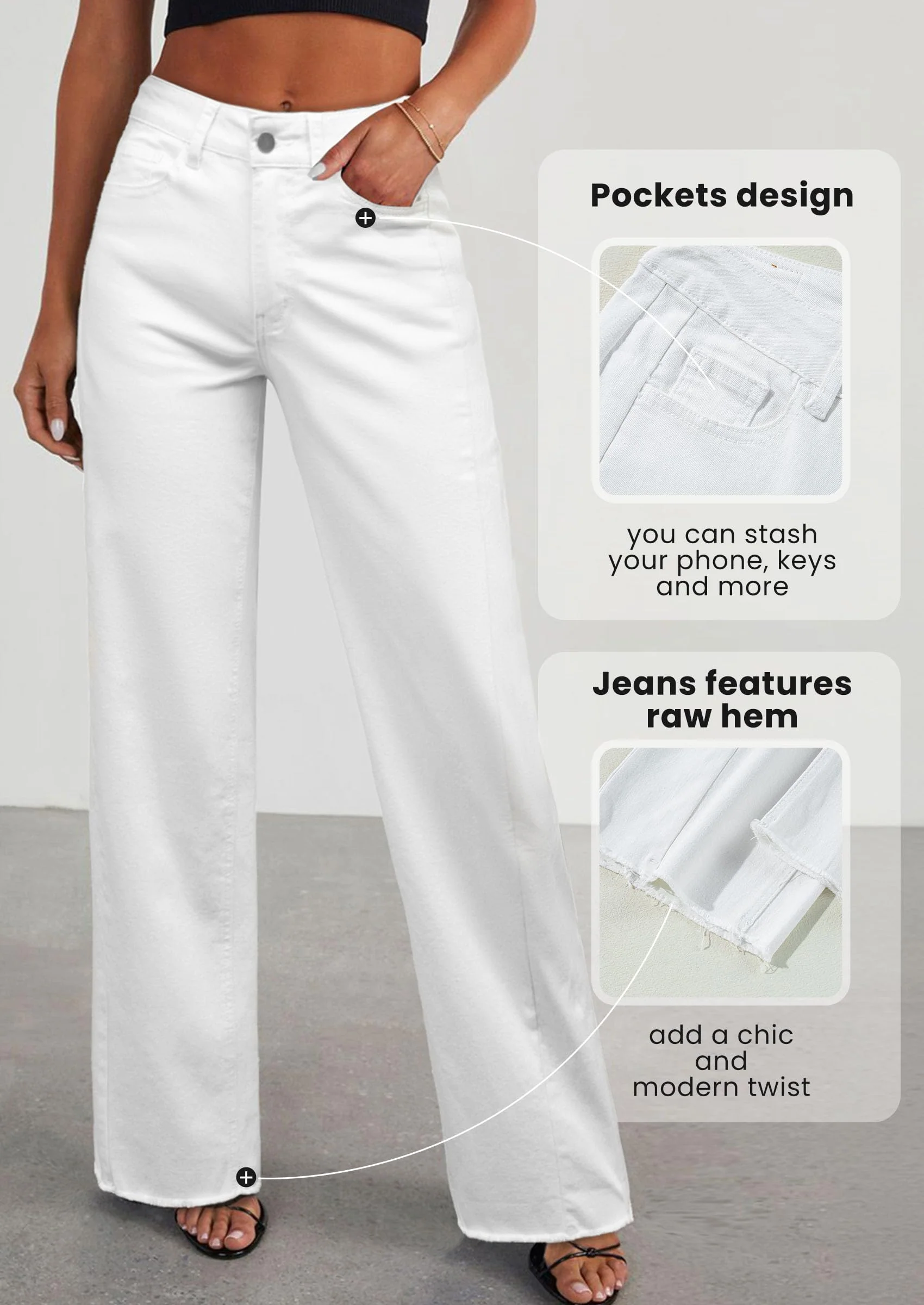 PRETTYGARDEN Wide Leg Jeans for Women Trendy High Waisted Stretchy Baggy Raw Hem Denim Palazzo Pants with Pockets - Image 23