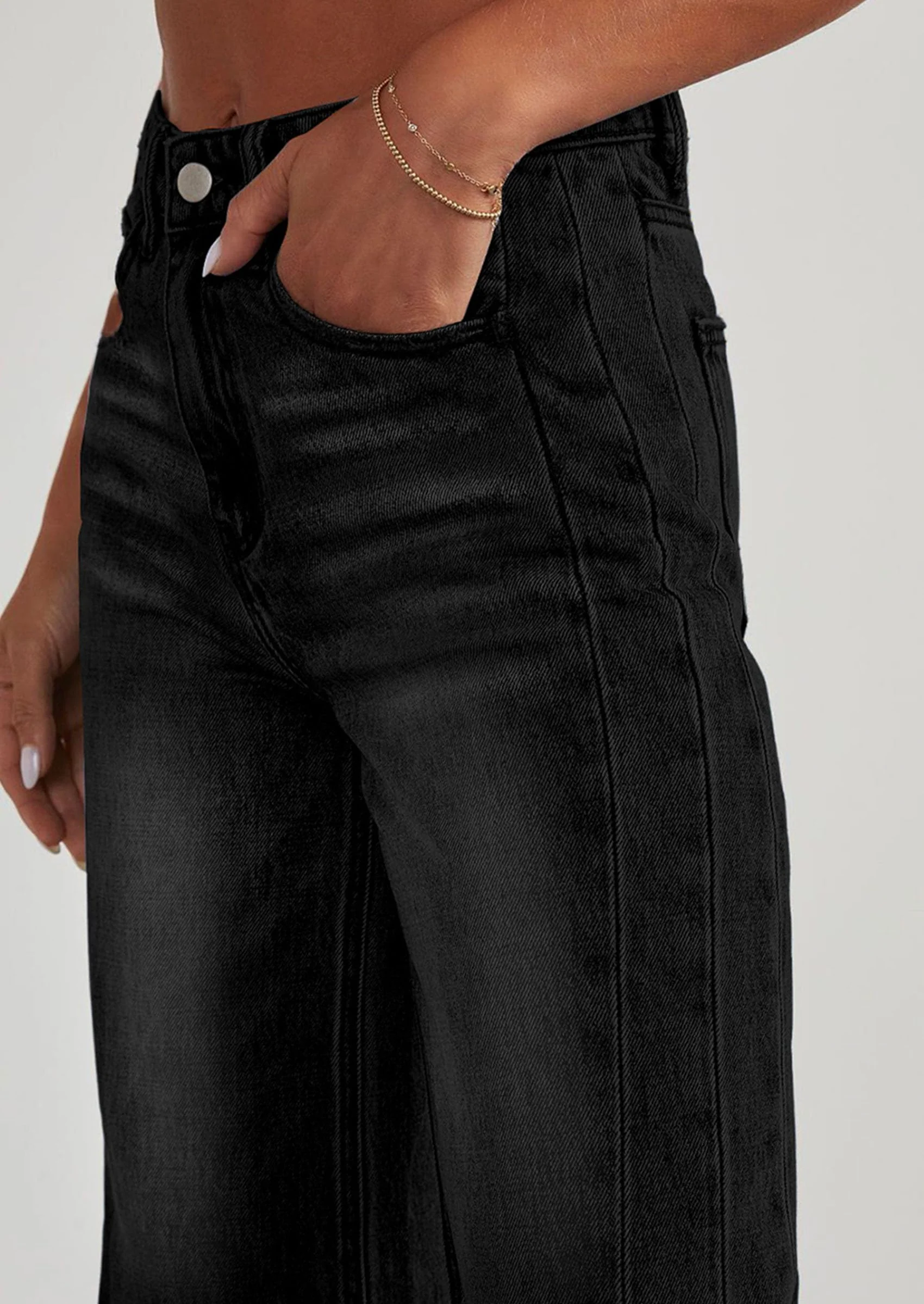 PRETTYGARDEN Wide Leg Jeans for Women Trendy High Waisted Stretchy Baggy Raw Hem Denim Palazzo Pants with Pockets - Image 27