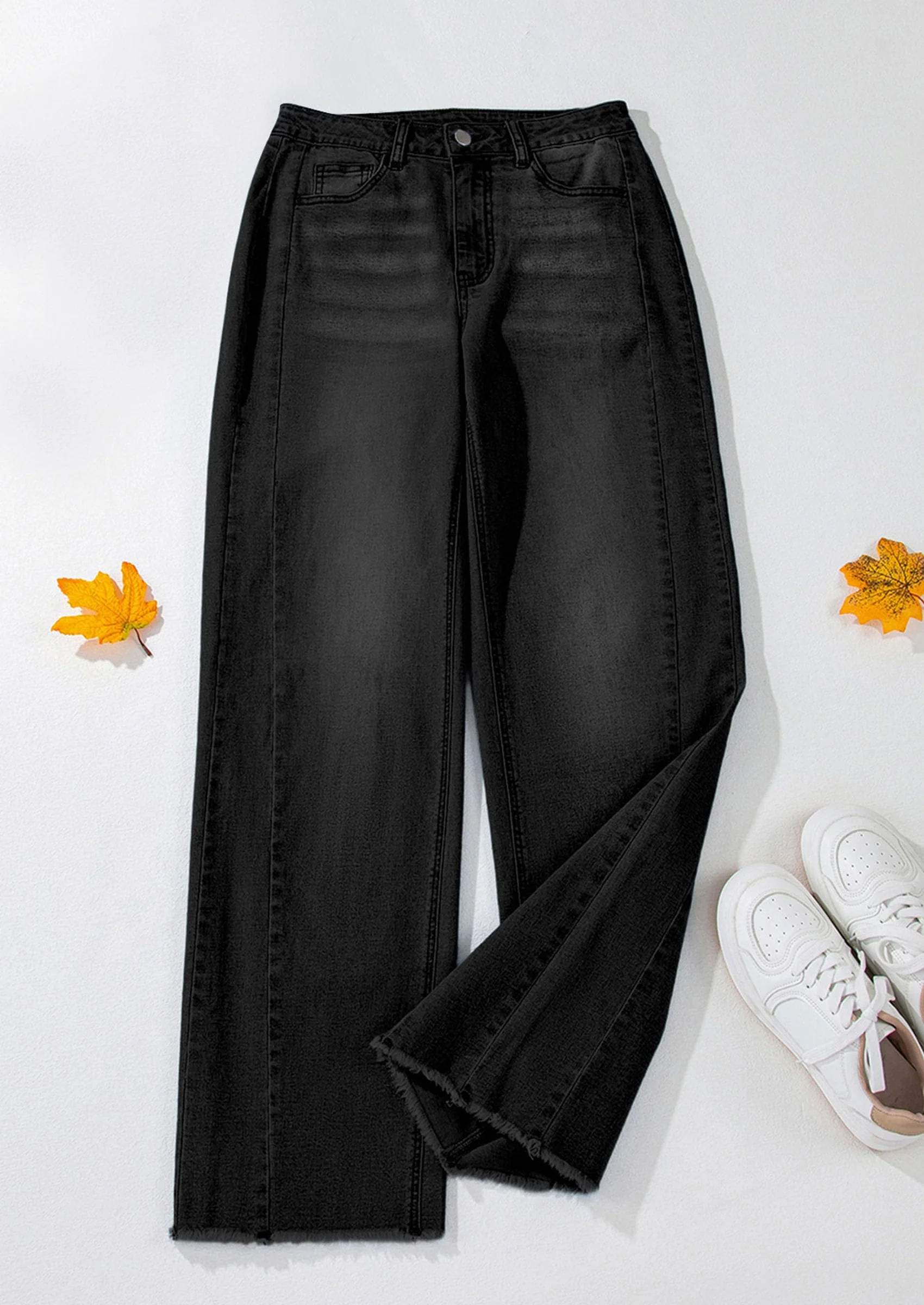 PRETTYGARDEN Wide Leg Jeans for Women Trendy High Waisted Stretchy Baggy Raw Hem Denim Palazzo Pants with Pockets - Image 28