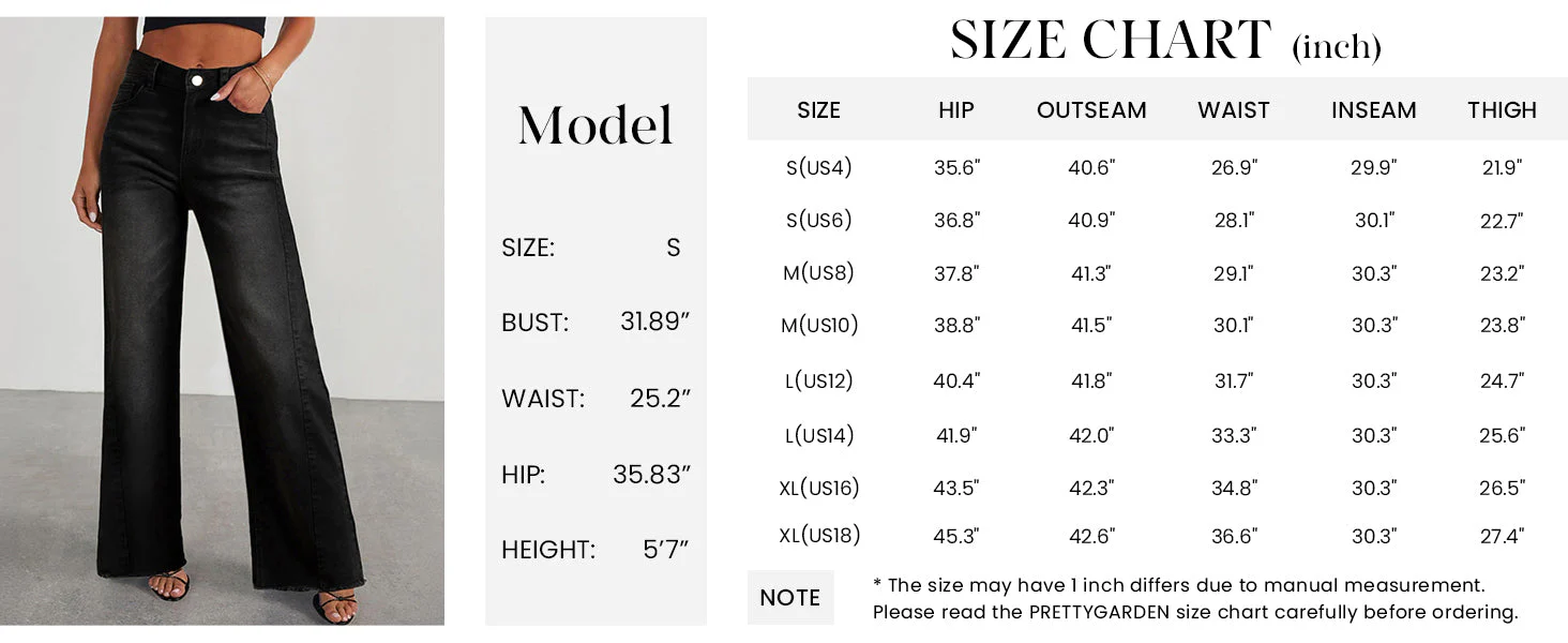 PRETTYGARDEN Wide Leg Jeans for Women Trendy High Waisted Stretchy Baggy Raw Hem Denim Palazzo Pants with Pockets - Image 6