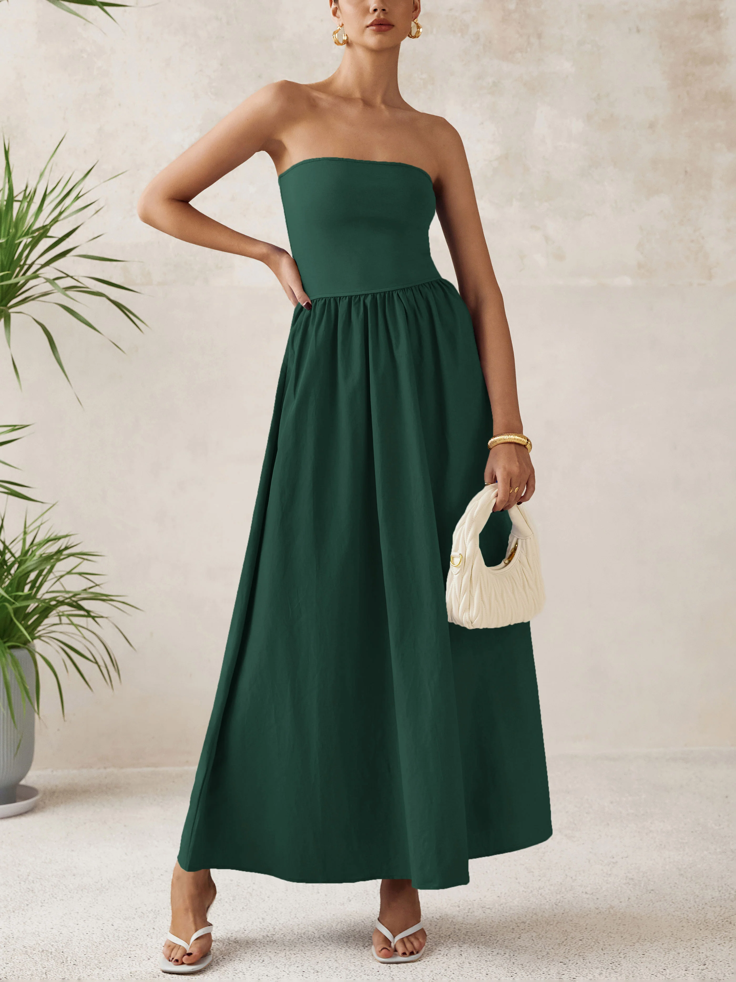 PRETTYGARDEN Women Summer Elegant Strapless Maxi Dress Tube Top Dress A Line Flowy Long Wedding Party Cocktail Dresses - Image 10