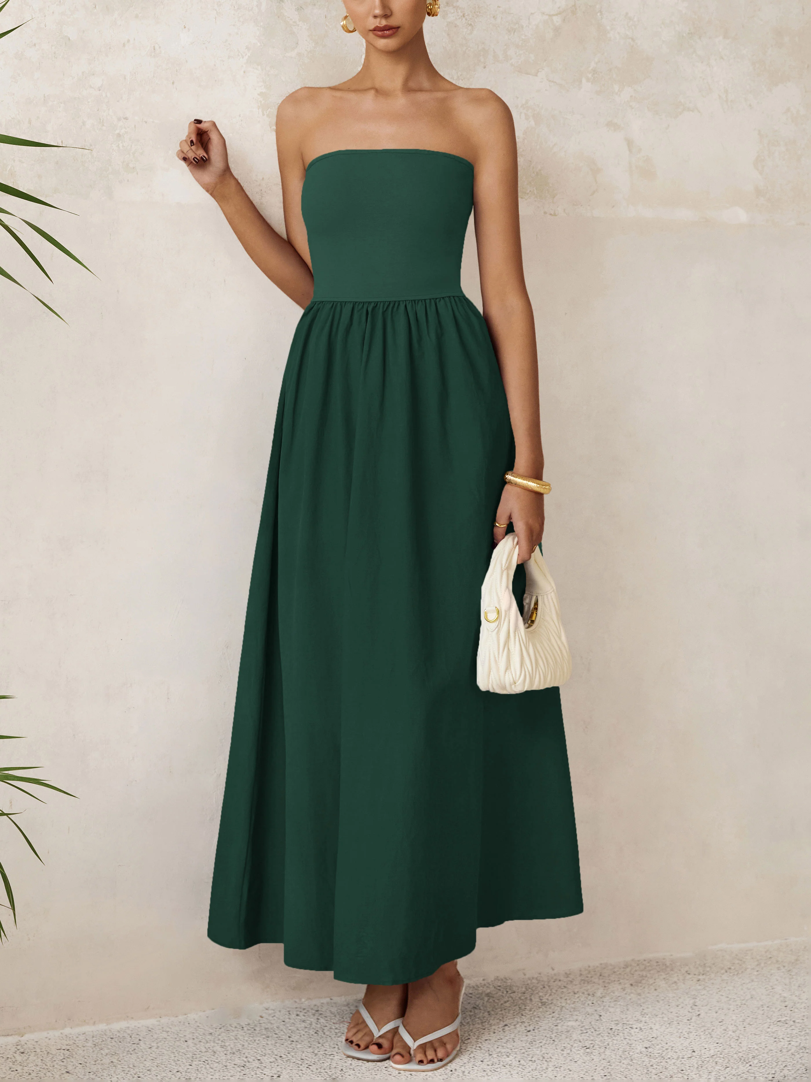 PRETTYGARDEN Women Summer Elegant Strapless Maxi Dress Tube Top Dress A Line Flowy Long Wedding Party Cocktail Dresses - Image 11