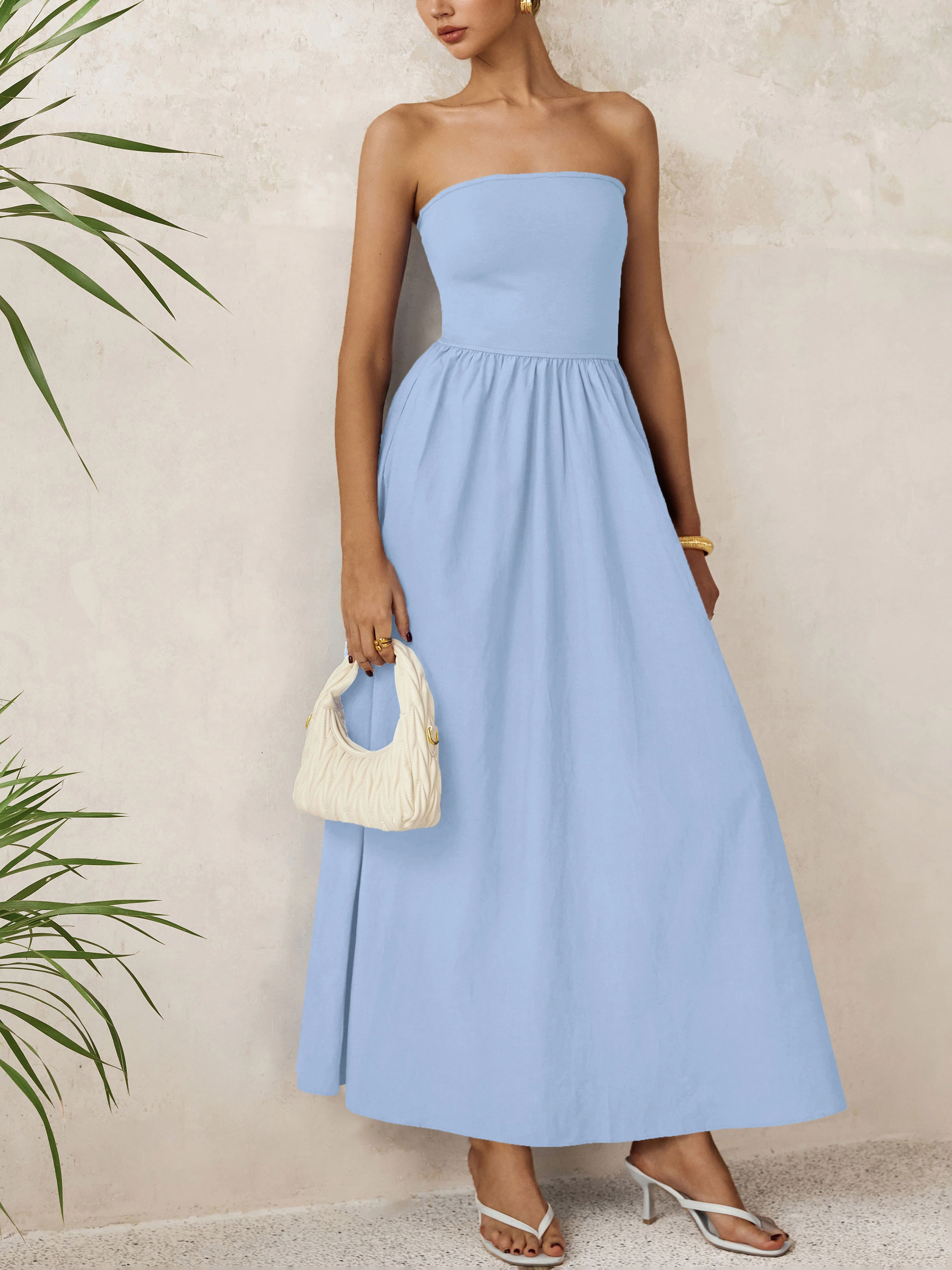 PRETTYGARDEN Women Summer Elegant Strapless Maxi Dress Tube Top Dress A Line Flowy Long Wedding Party Cocktail Dresses - Image 13