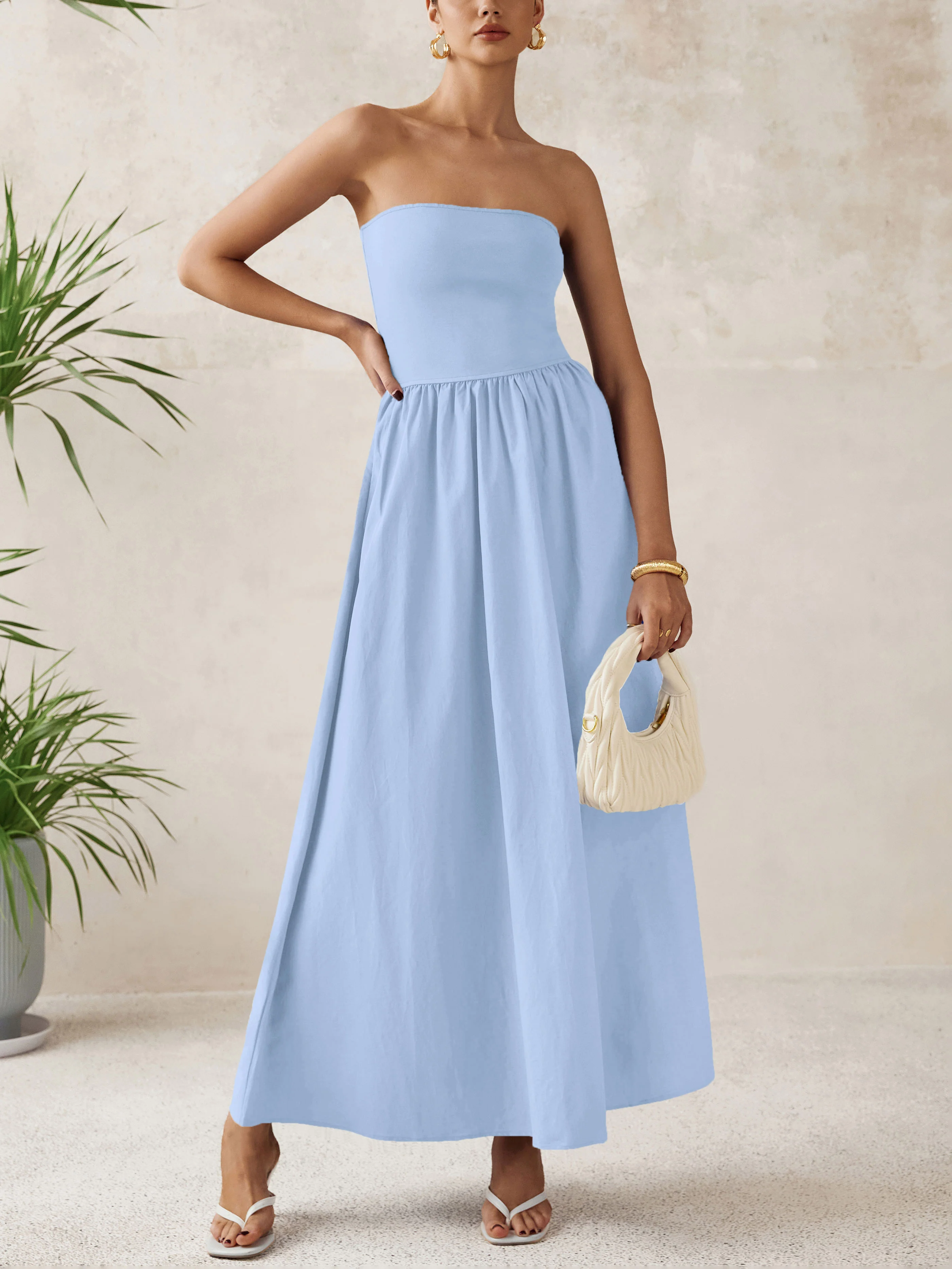 PRETTYGARDEN Women Summer Elegant Strapless Maxi Dress Tube Top Dress A Line Flowy Long Wedding Party Cocktail Dresses - Image 14