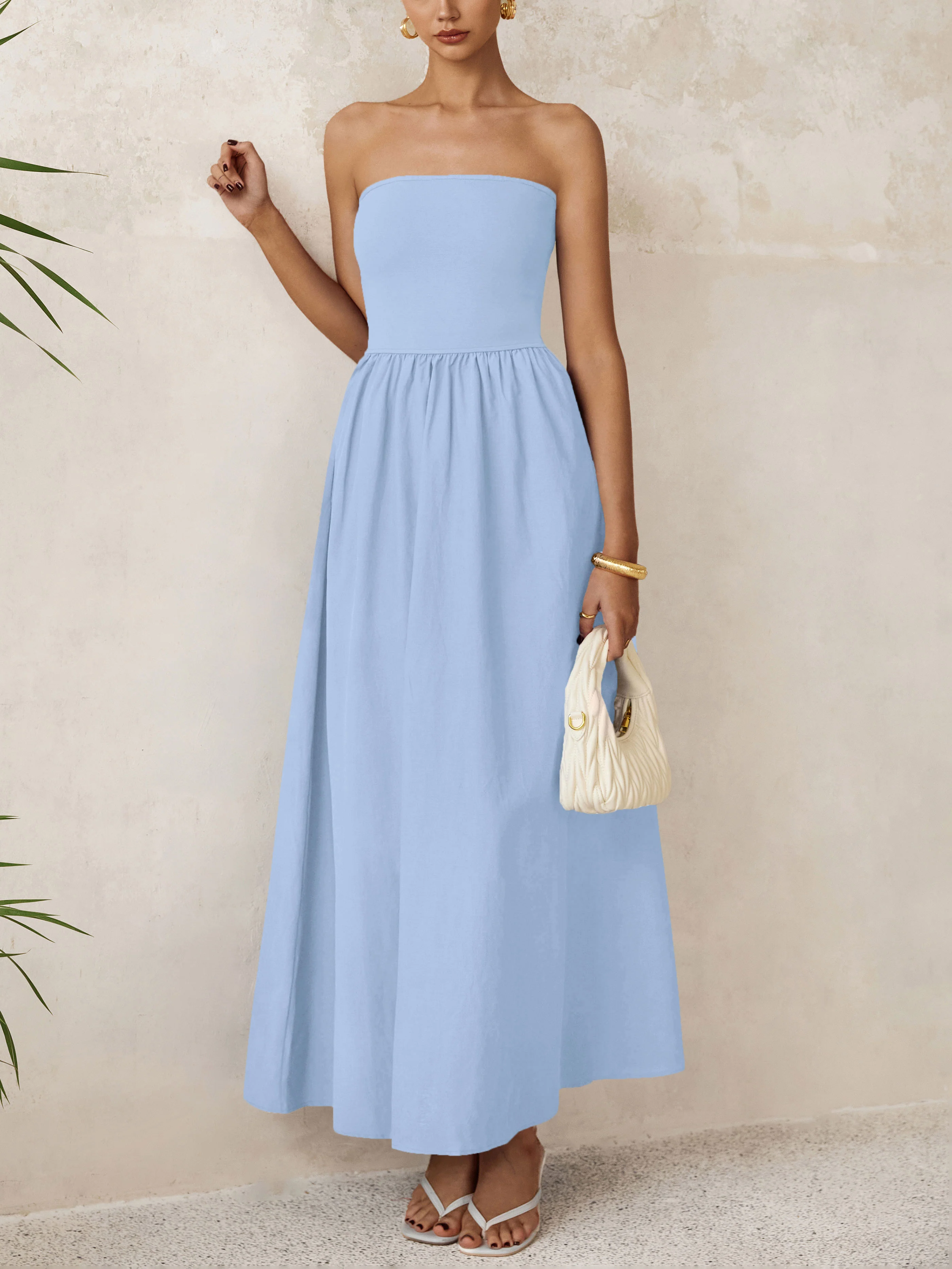 PRETTYGARDEN Women Summer Elegant Strapless Maxi Dress Tube Top Dress A Line Flowy Long Wedding Party Cocktail Dresses - Image 15