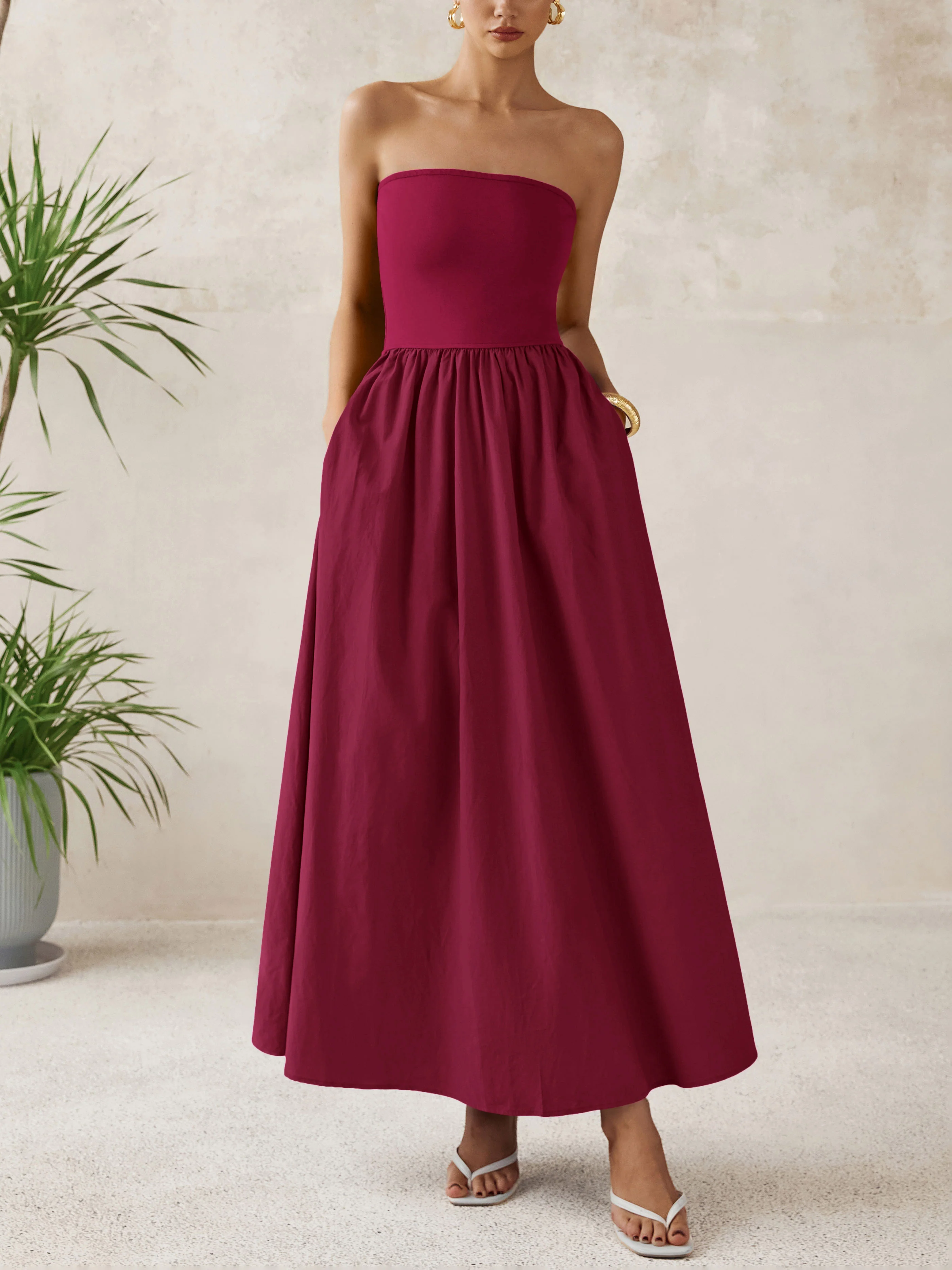 PRETTYGARDEN Women Summer Elegant Strapless Maxi Dress Tube Top Dress A Line Flowy Long Wedding Party Cocktail Dresses - Image 16