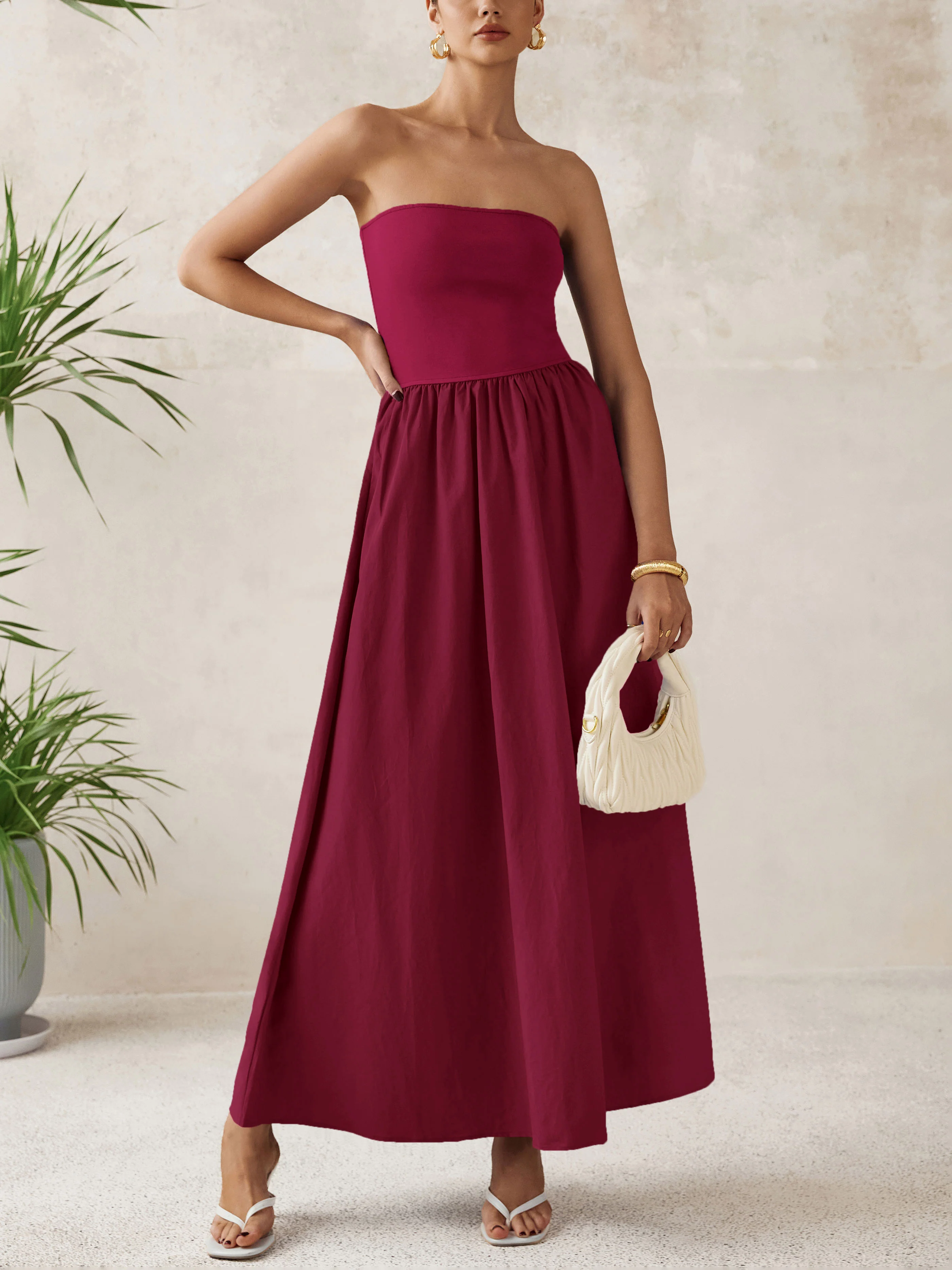 PRETTYGARDEN Women Summer Elegant Strapless Maxi Dress Tube Top Dress A Line Flowy Long Wedding Party Cocktail Dresses - Image 18