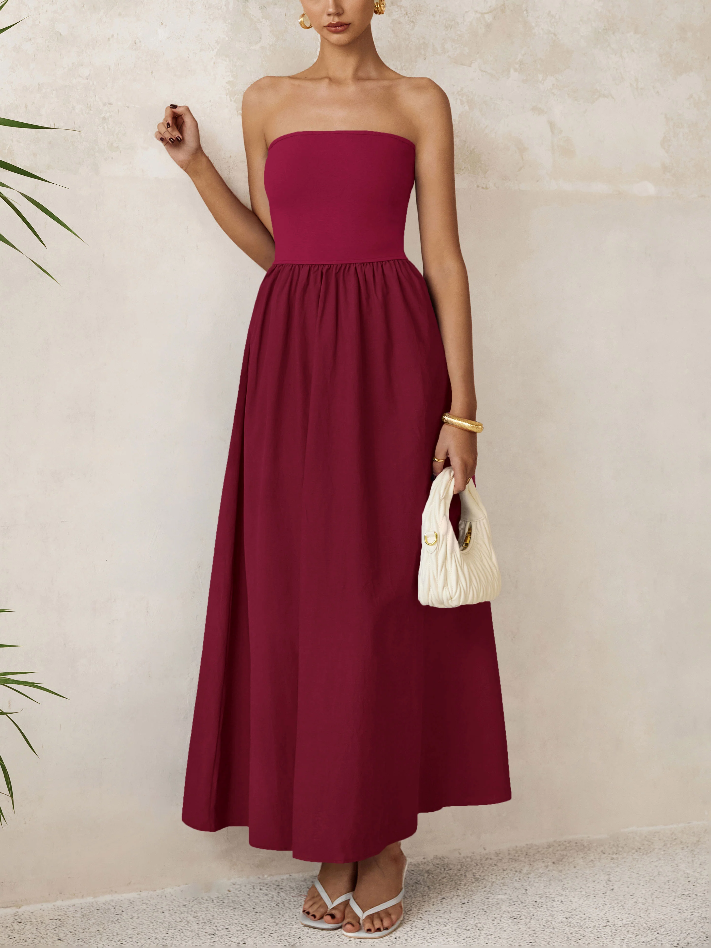 PRETTYGARDEN Women Summer Elegant Strapless Maxi Dress Tube Top Dress A Line Flowy Long Wedding Party Cocktail Dresses - Image 19