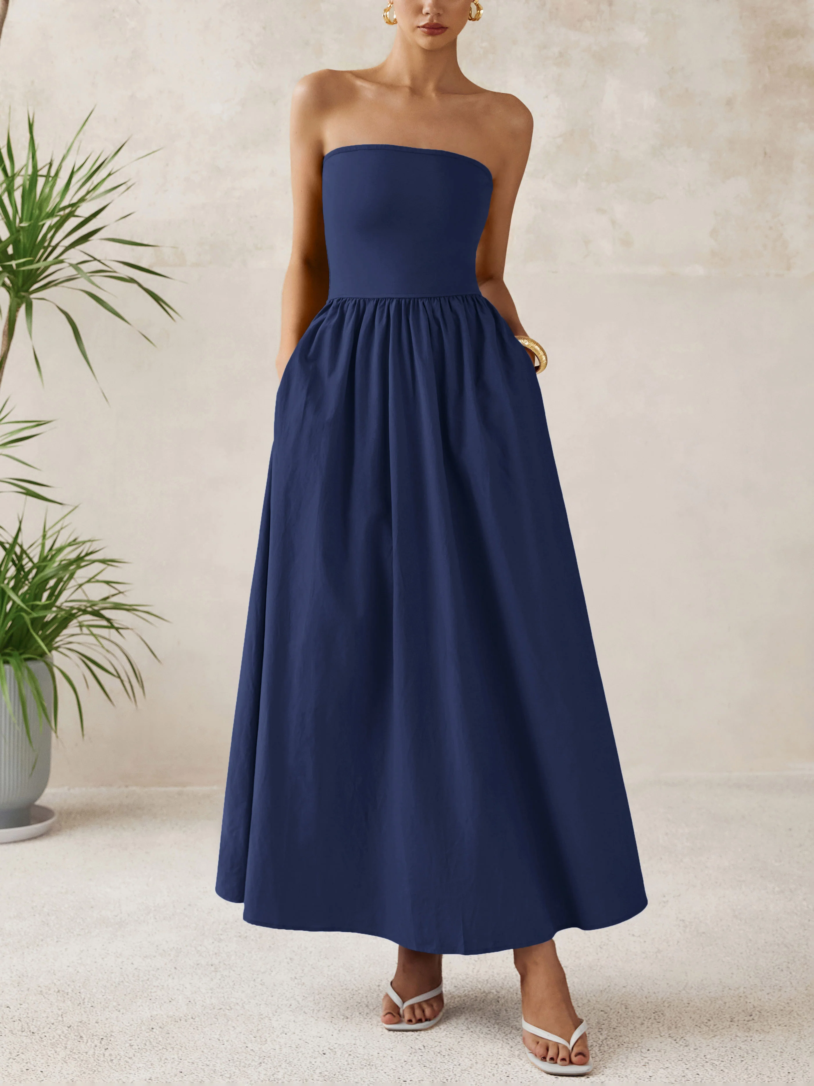 PRETTYGARDEN Women Summer Elegant Strapless Maxi Dress Tube Top Dress A Line Flowy Long Wedding Party Cocktail Dresses - Image 20