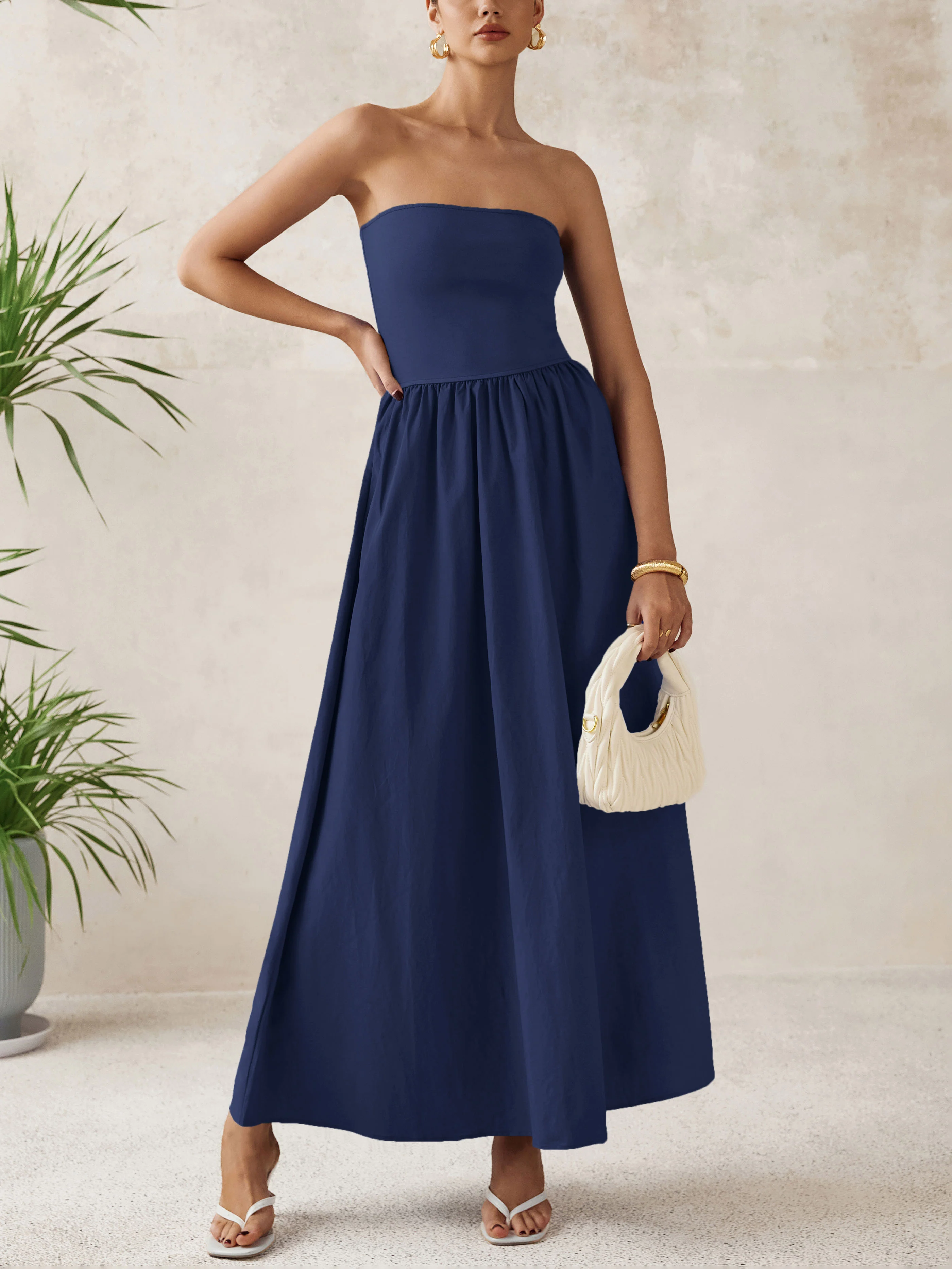 PRETTYGARDEN Women Summer Elegant Strapless Maxi Dress Tube Top Dress A Line Flowy Long Wedding Party Cocktail Dresses - Image 22