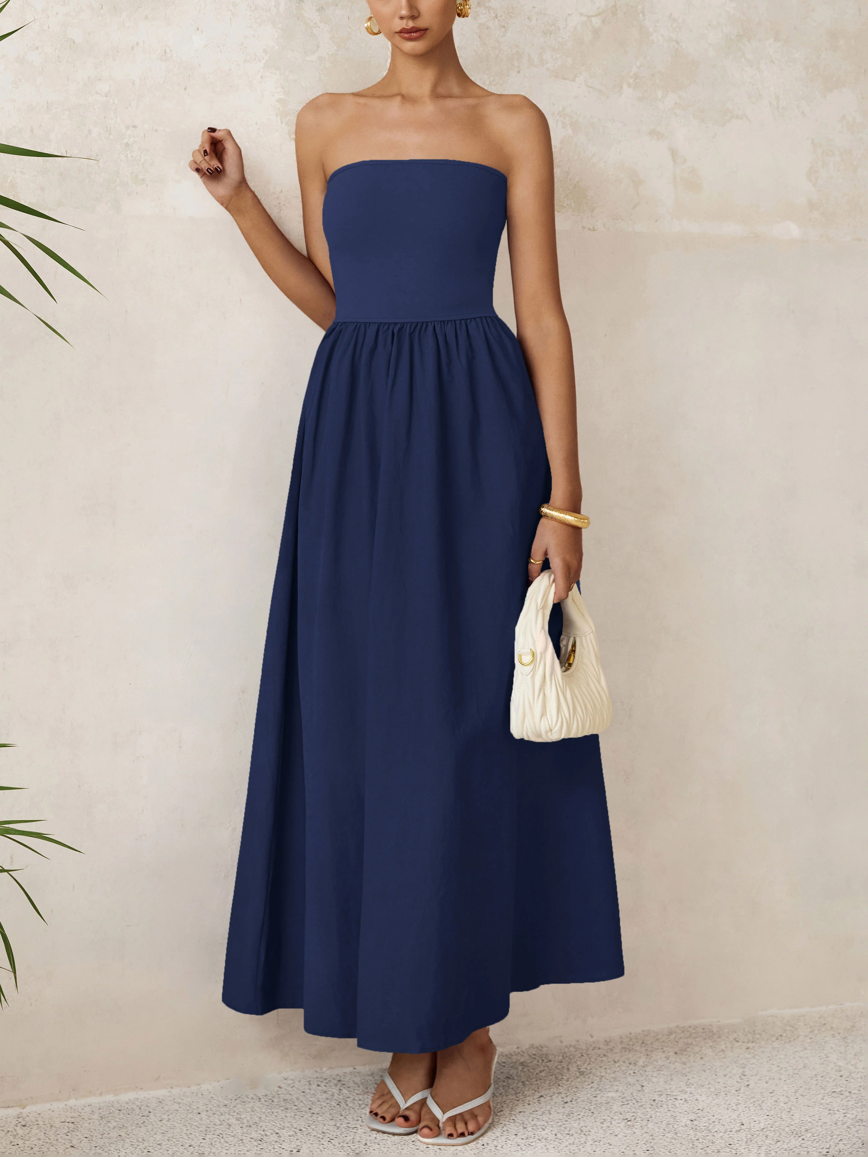 PRETTYGARDEN Women Summer Elegant Strapless Maxi Dress Tube Top Dress A Line Flowy Long Wedding Party Cocktail Dresses - Image 23