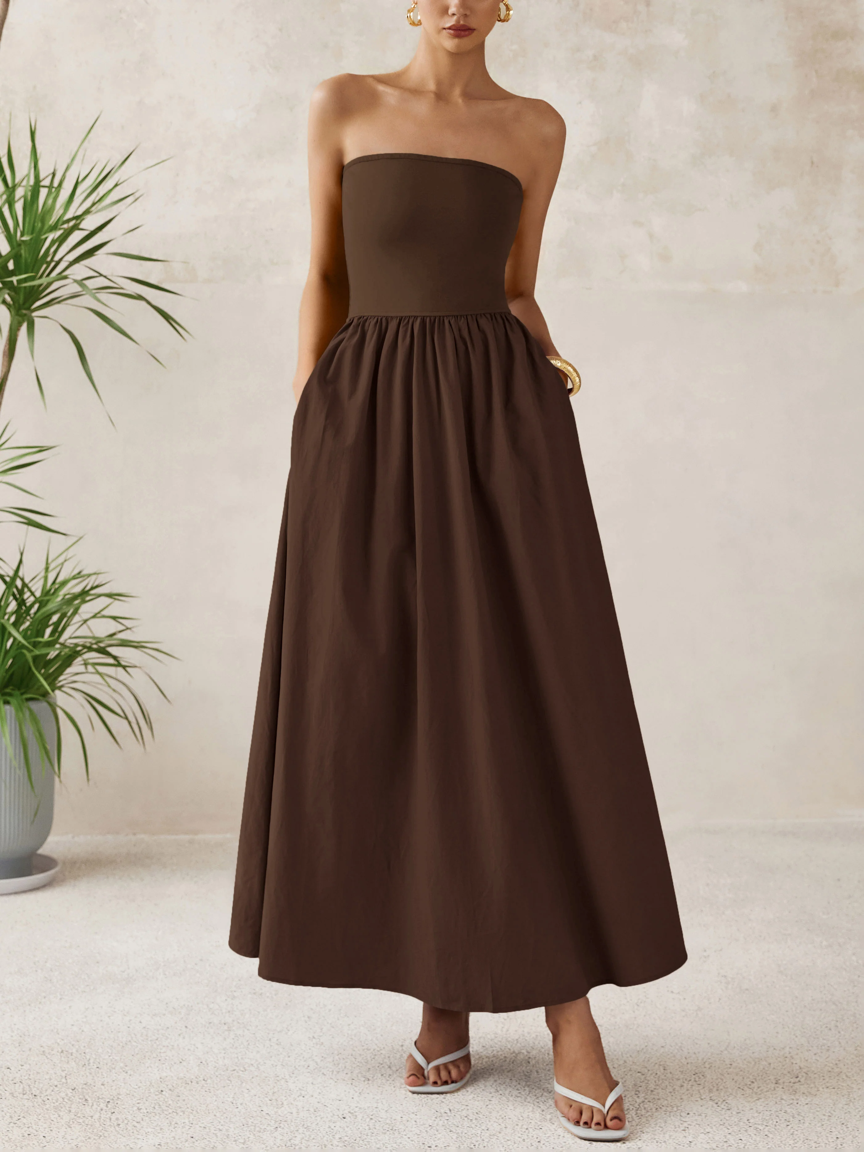 PRETTYGARDEN Women Summer Elegant Strapless Maxi Dress Tube Top Dress A Line Flowy Long Wedding Party Cocktail Dresses - Image 24