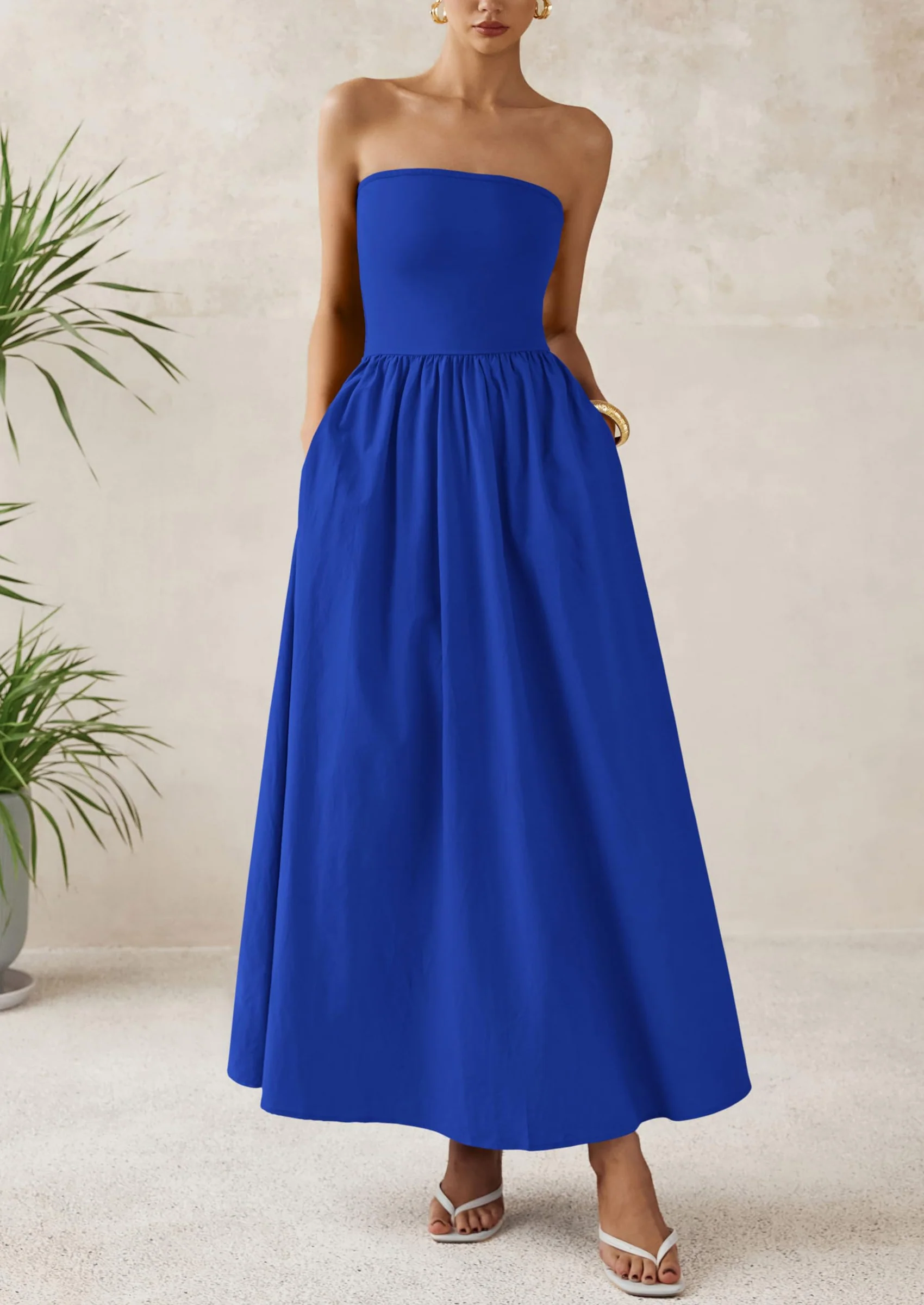 PRETTYGARDEN Women Summer Elegant Strapless Maxi Dress Tube Top Dress A Line Flowy Long Wedding Party Cocktail Dresses - Image 3