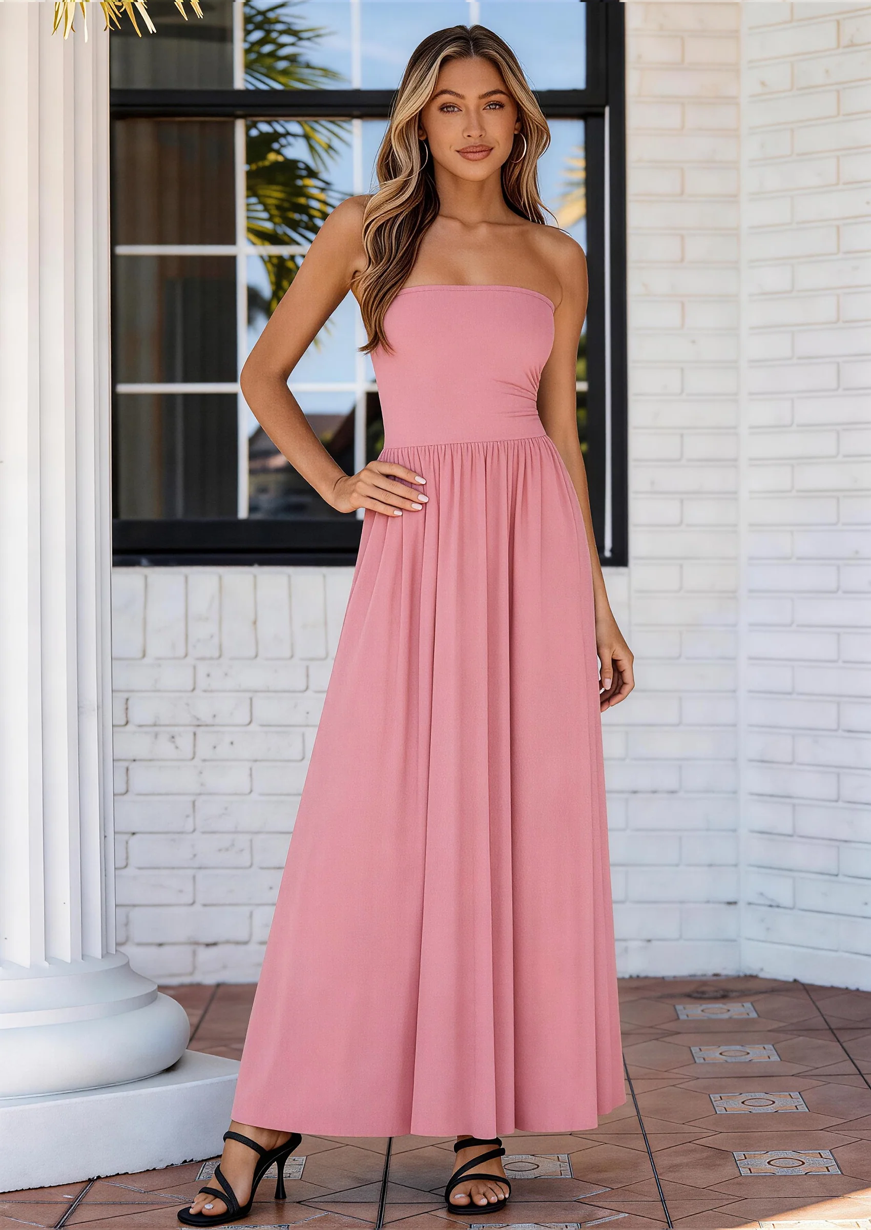 PRETTYGARDEN Women Summer Elegant Strapless Maxi Dress Tube Top Dress A Line Flowy Long Wedding Party Cocktail Dresses - Image 34