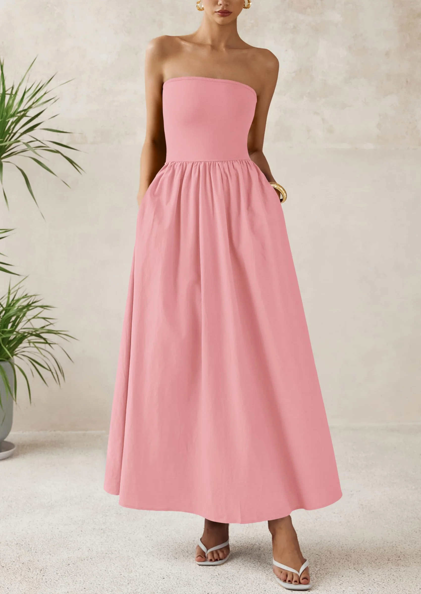 PRETTYGARDEN Women Summer Elegant Strapless Maxi Dress Tube Top Dress A Line Flowy Long Wedding Party Cocktail Dresses - Image 36