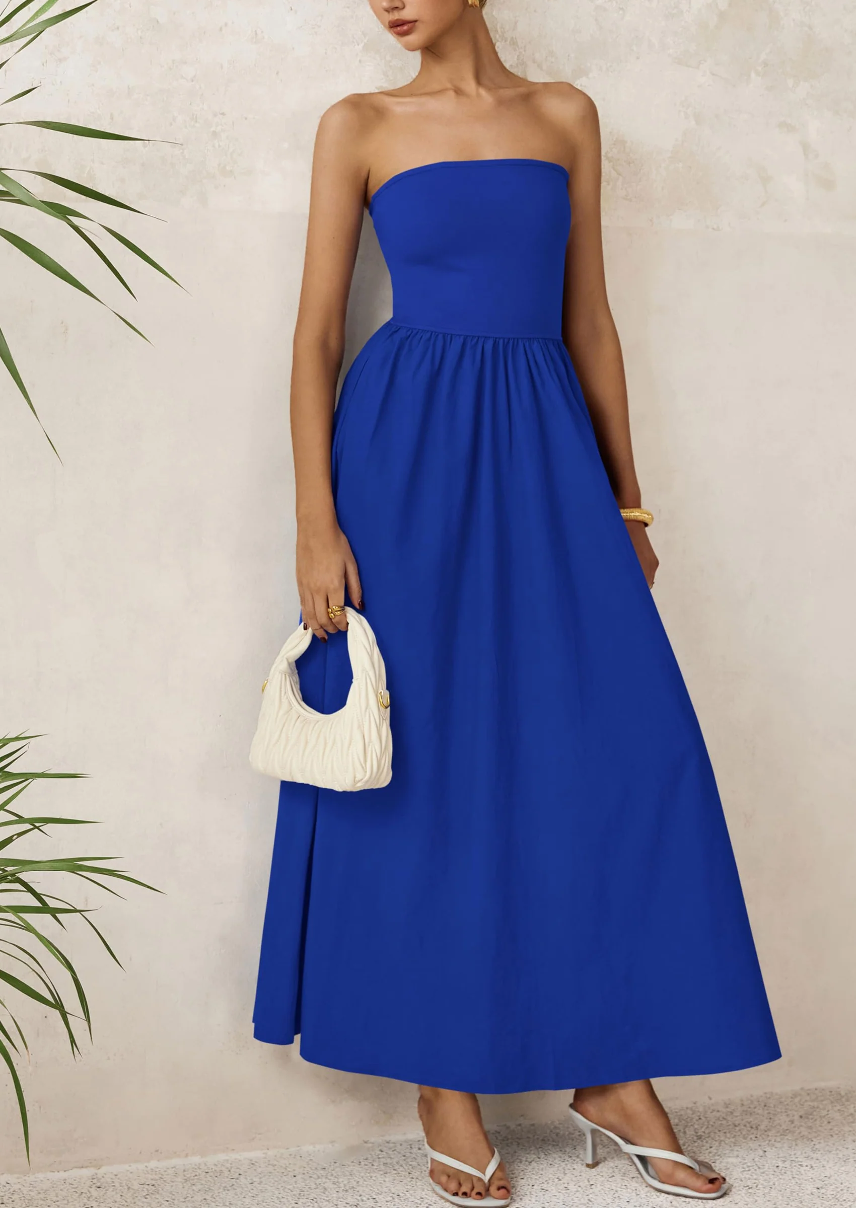 PRETTYGARDEN Women Summer Elegant Strapless Maxi Dress Tube Top Dress A Line Flowy Long Wedding Party Cocktail Dresses - Image 4