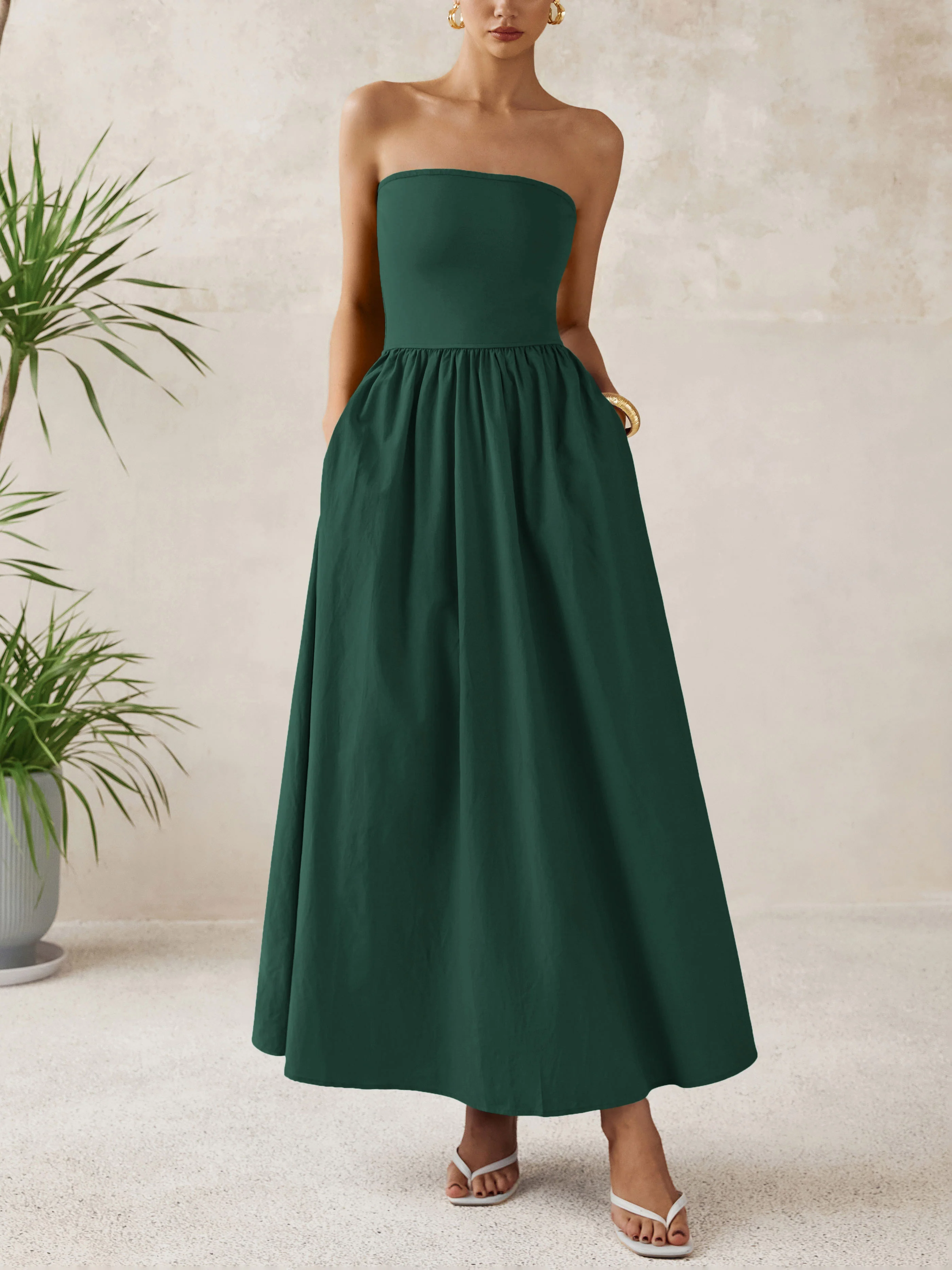 PRETTYGARDEN Women Summer Elegant Strapless Maxi Dress Tube Top Dress A Line Flowy Long Wedding Party Cocktail Dresses - Image 8