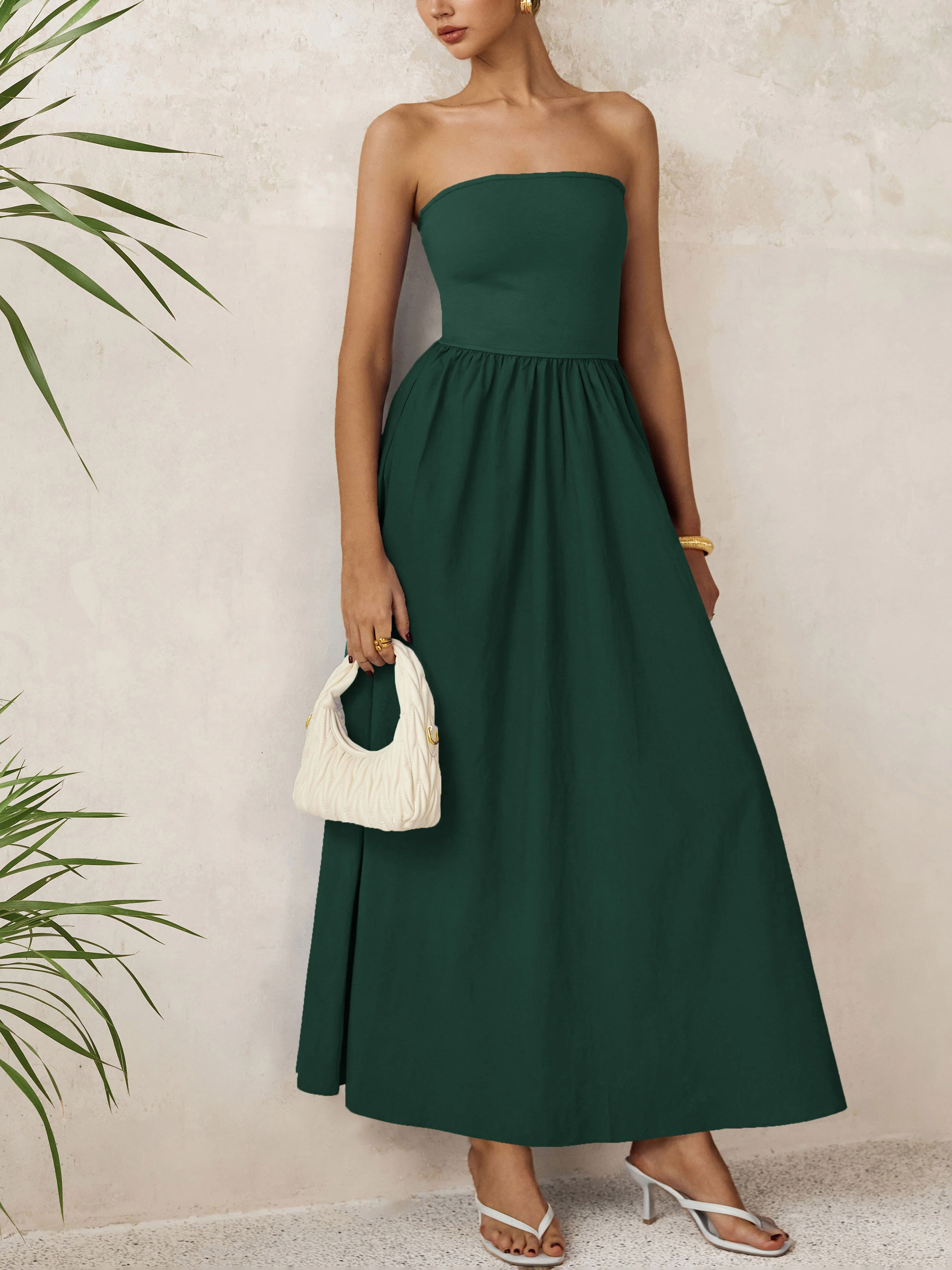 PRETTYGARDEN Women Summer Elegant Strapless Maxi Dress Tube Top Dress A Line Flowy Long Wedding Party Cocktail Dresses - Image 9