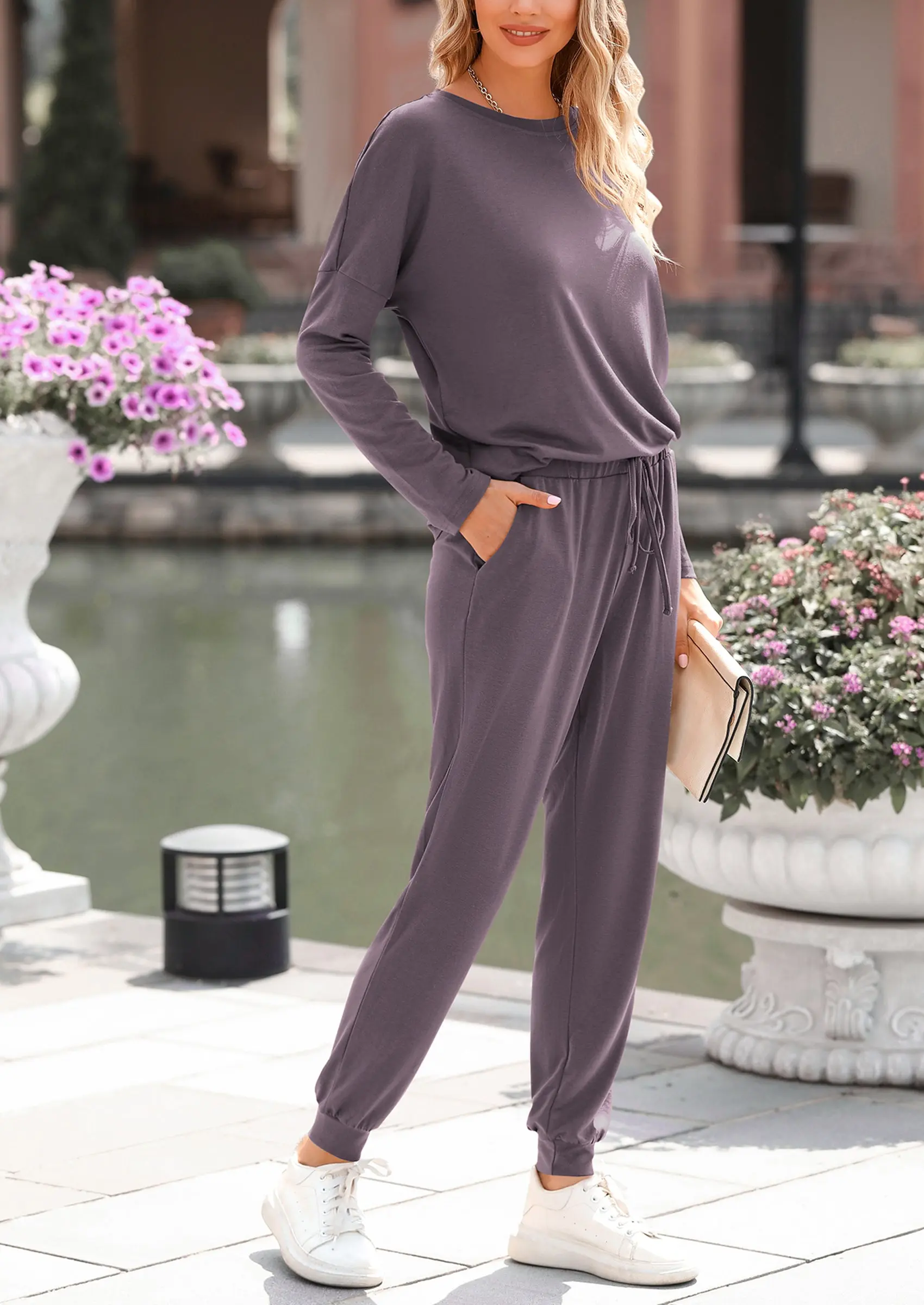 PRETTYGARDEN Lounge Outfit Long Sleeve Crewneck Pullover Tops High Waisted Pants Set Tracksuit - Image 111