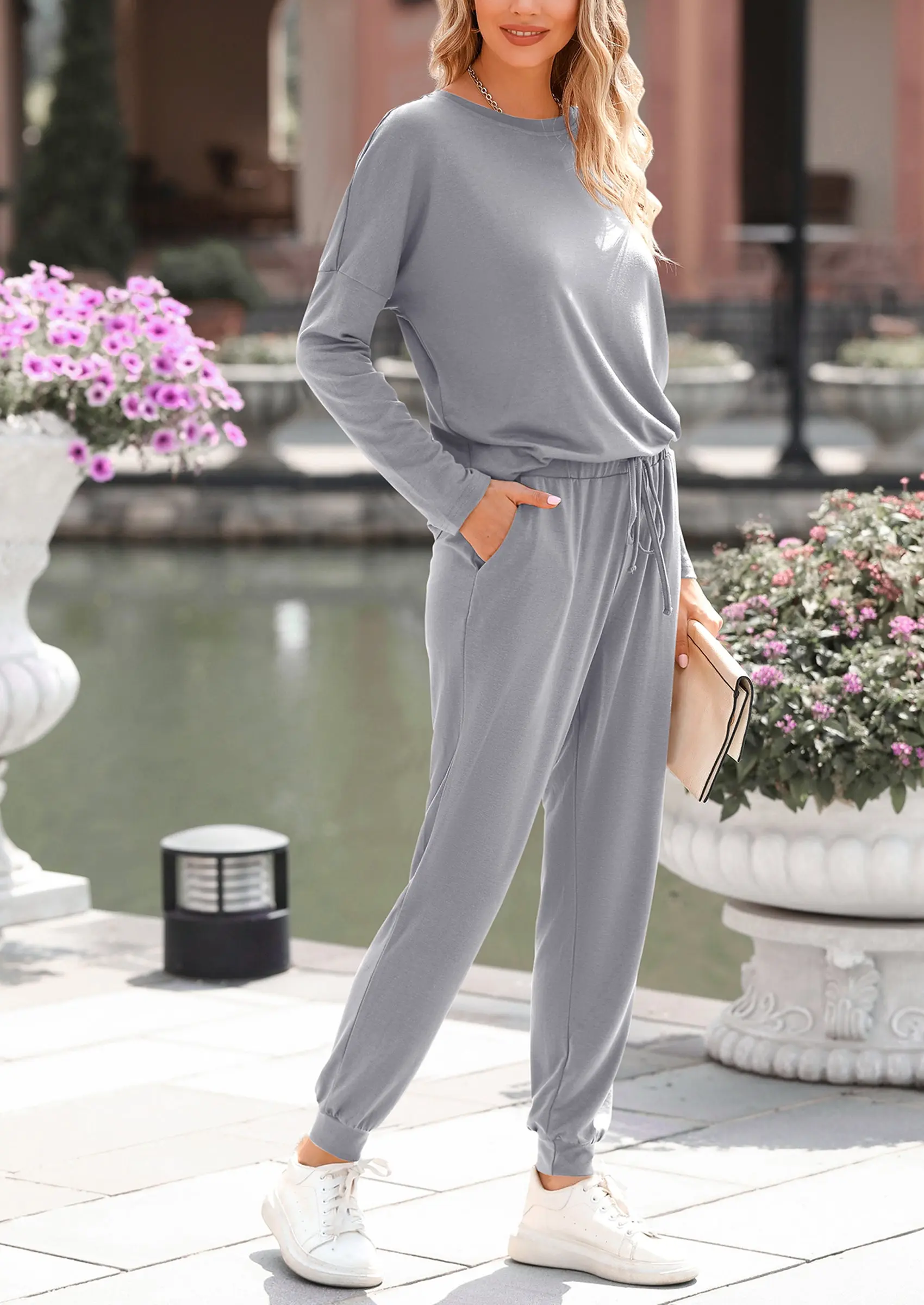 PRETTYGARDEN Lounge Outfit Long Sleeve Crewneck Pullover Tops High Waisted Pants Set Tracksuit - Image 113