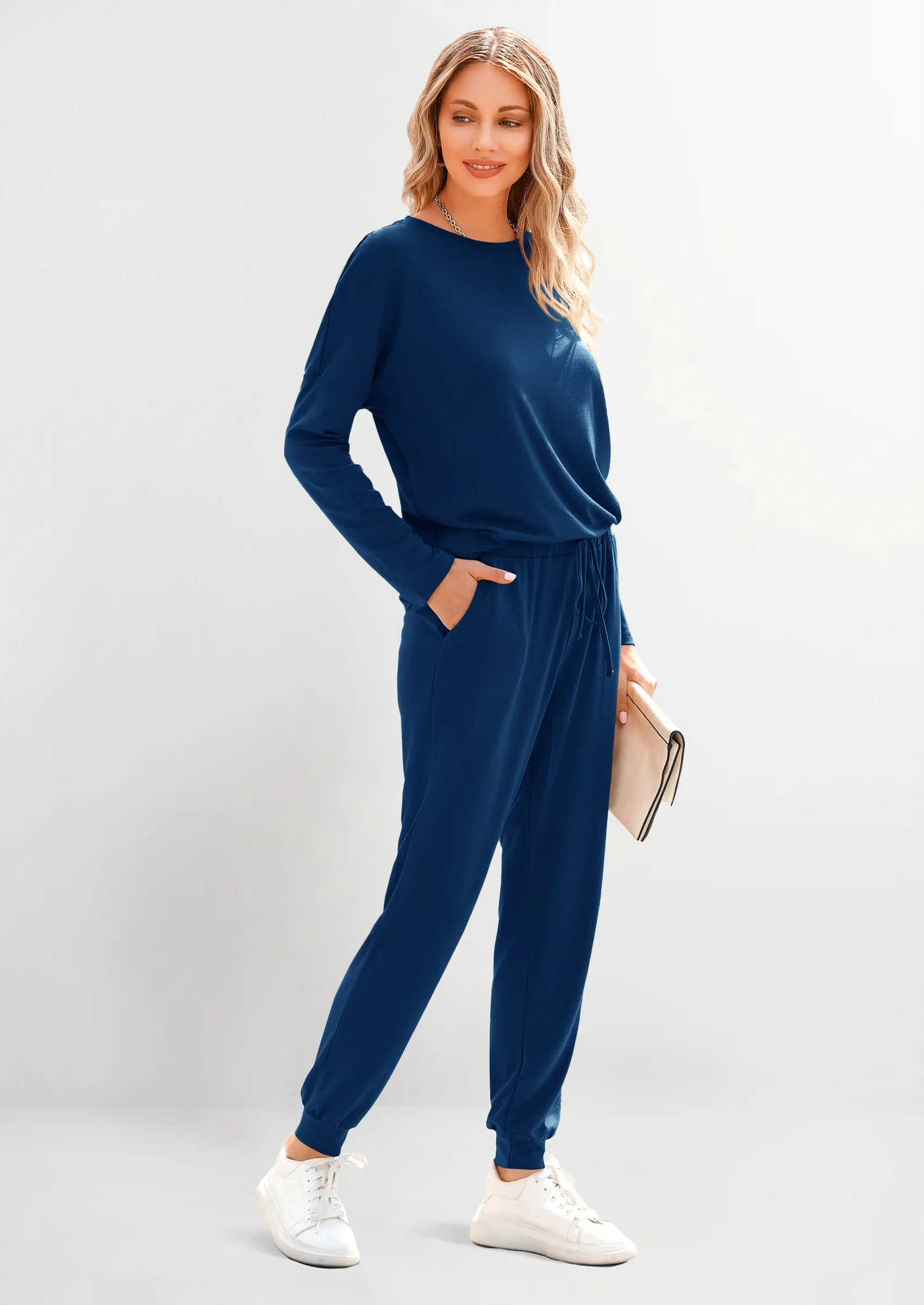 PRETTYGARDEN Lounge Outfit Long Sleeve Crewneck Pullover Tops High Waisted Pants Set Tracksuit - Image 122