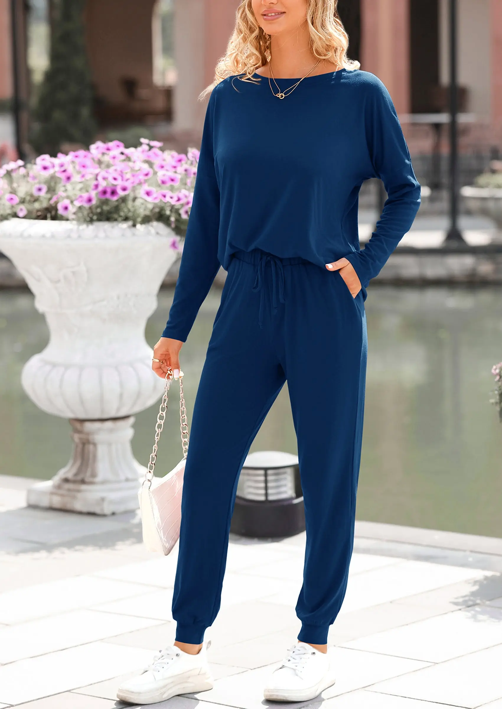 PRETTYGARDEN Lounge Outfit Long Sleeve Crewneck Pullover Tops High Waisted Pants Set Tracksuit - Image 125