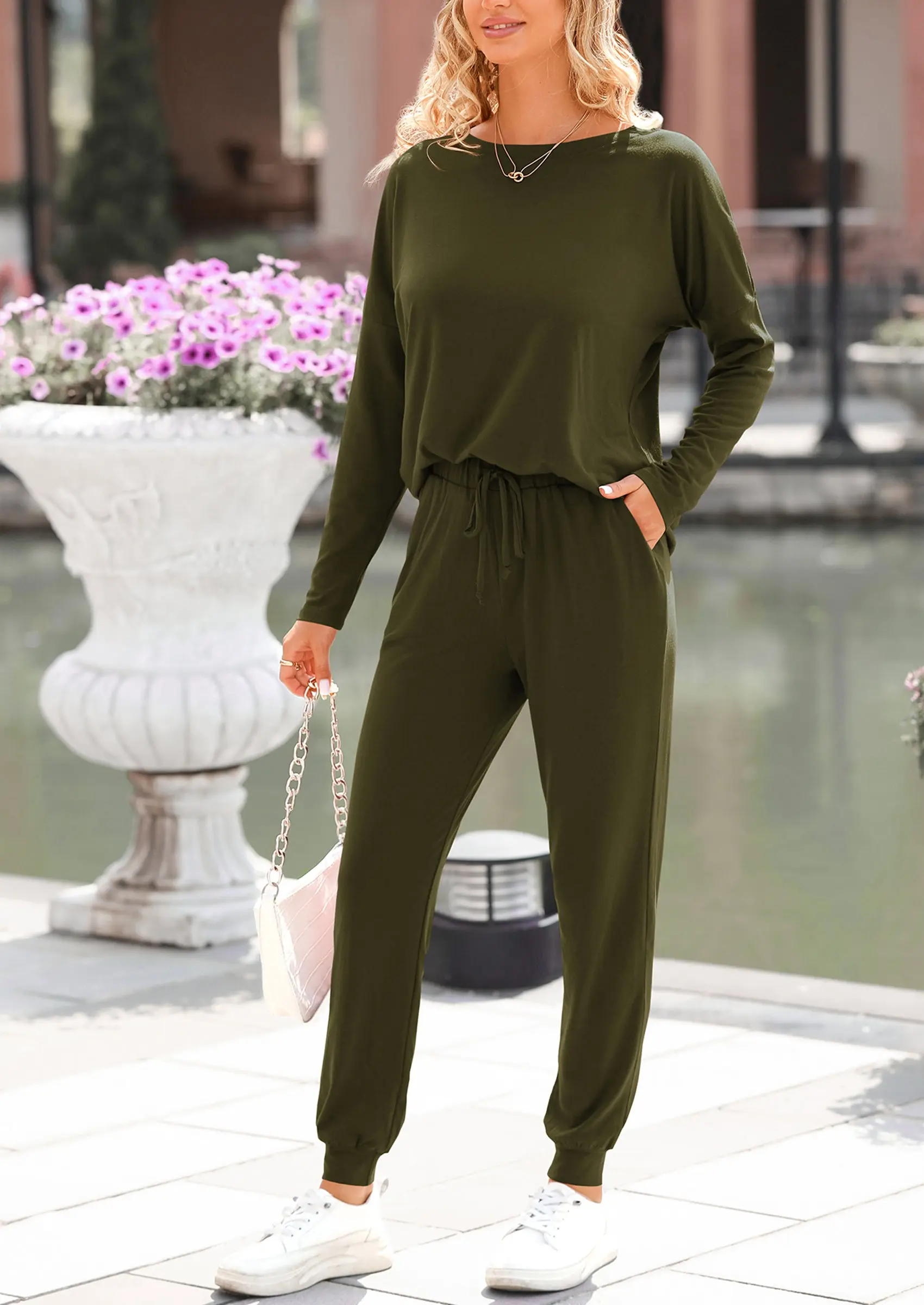 PRETTYGARDEN Lounge Outfit Long Sleeve Crewneck Pullover Tops High Waisted Pants Set Tracksuit - Image 26
