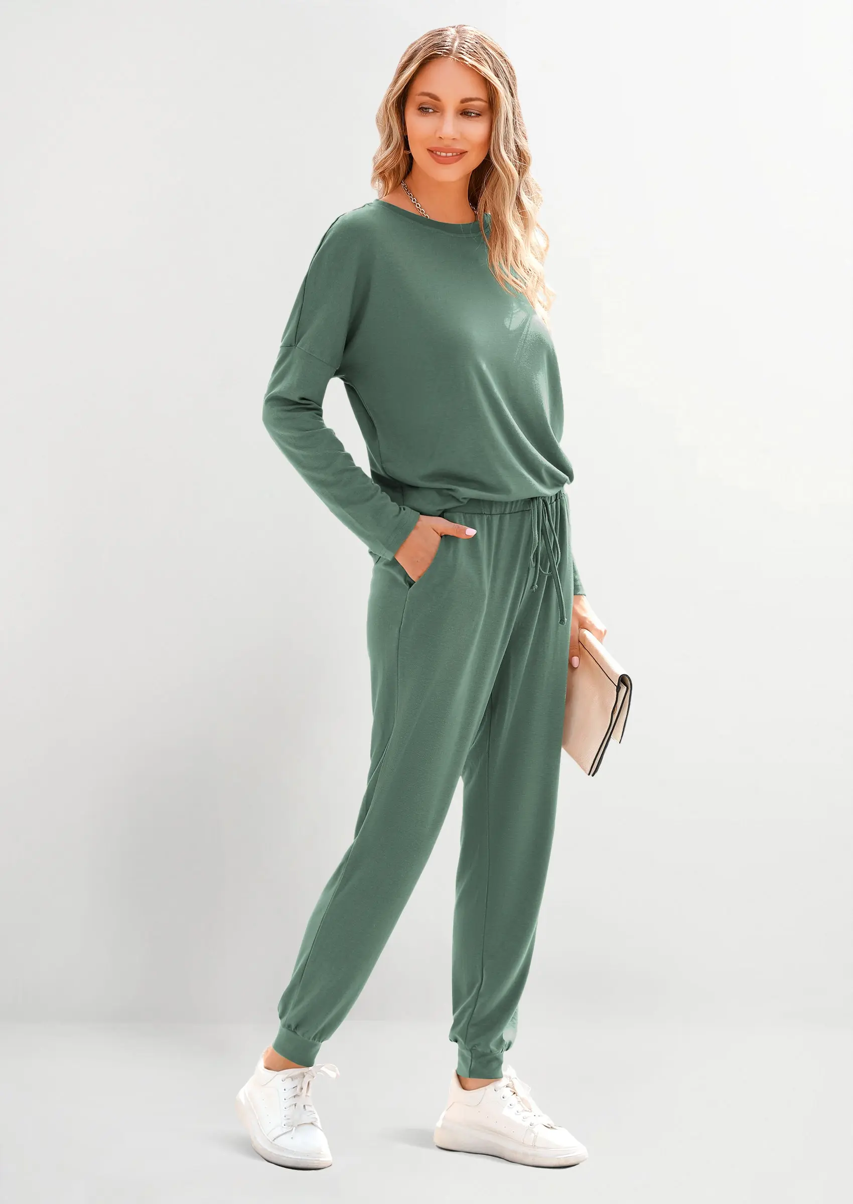 PRETTYGARDEN Lounge Outfit Long Sleeve Crewneck Pullover Tops High Waisted Pants Set Tracksuit - Image 27