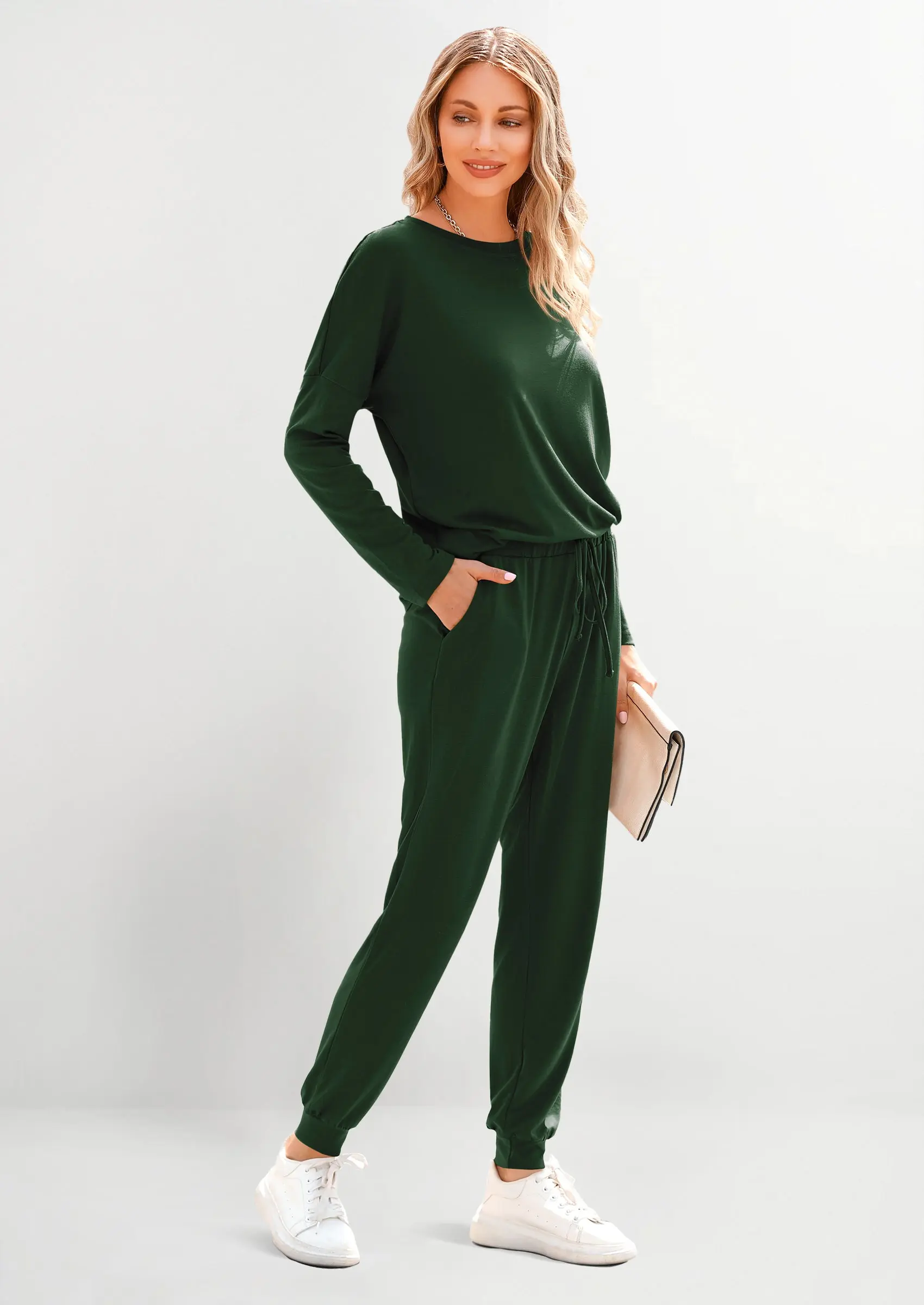 PRETTYGARDEN Lounge Outfit Long Sleeve Crewneck Pullover Tops High Waisted Pants Set Tracksuit - Image 37
