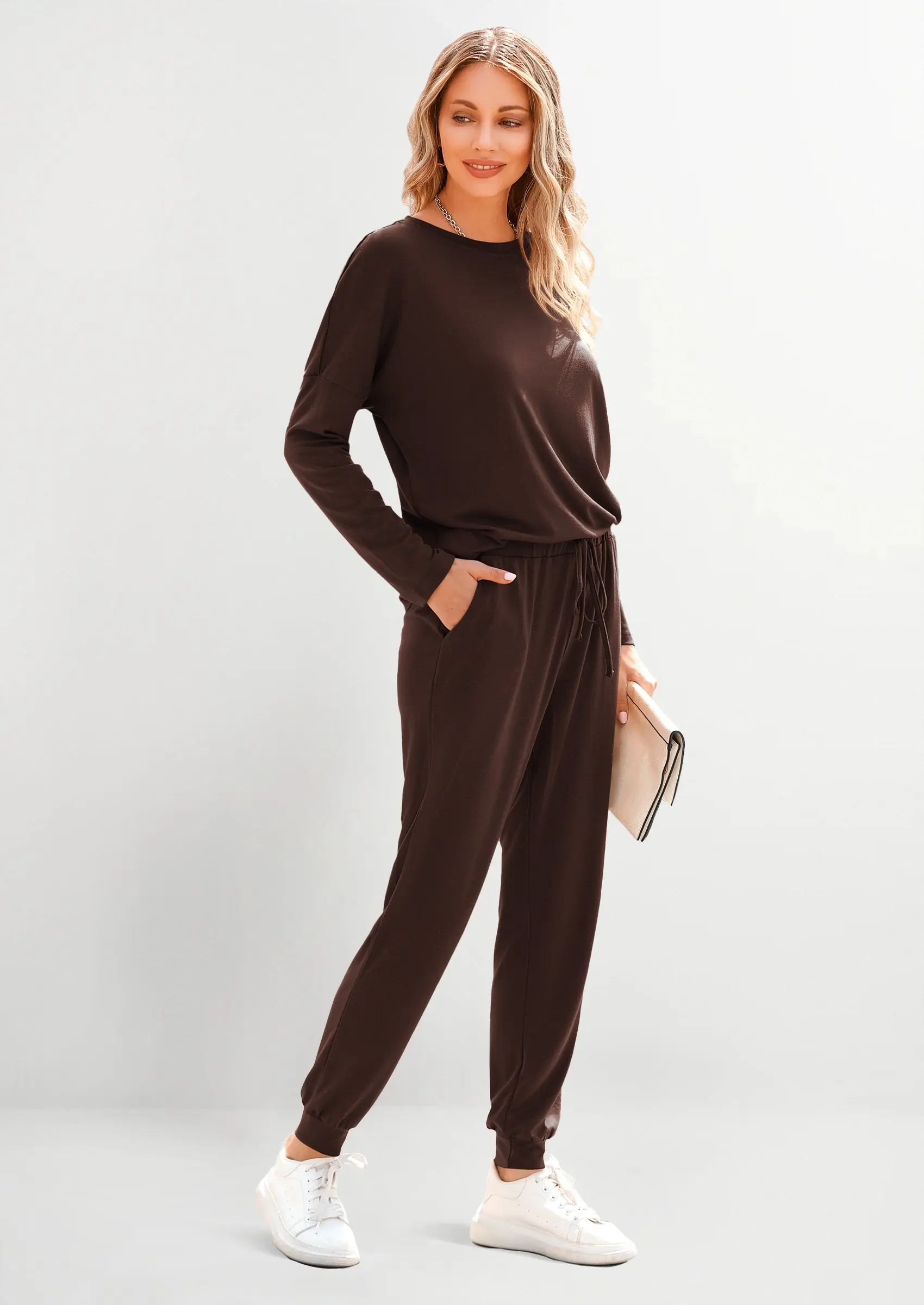 PRETTYGARDEN Lounge Outfit Long Sleeve Crewneck Pullover Tops High Waisted Pants Set Tracksuit - Image 42