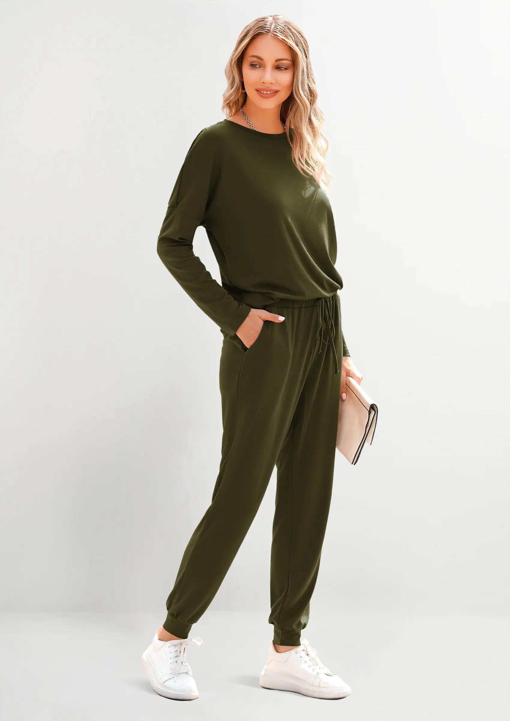 PRETTYGARDEN Lounge Outfit Long Sleeve Crewneck Pullover Tops High Waisted Pants Set Tracksuit - Image 46