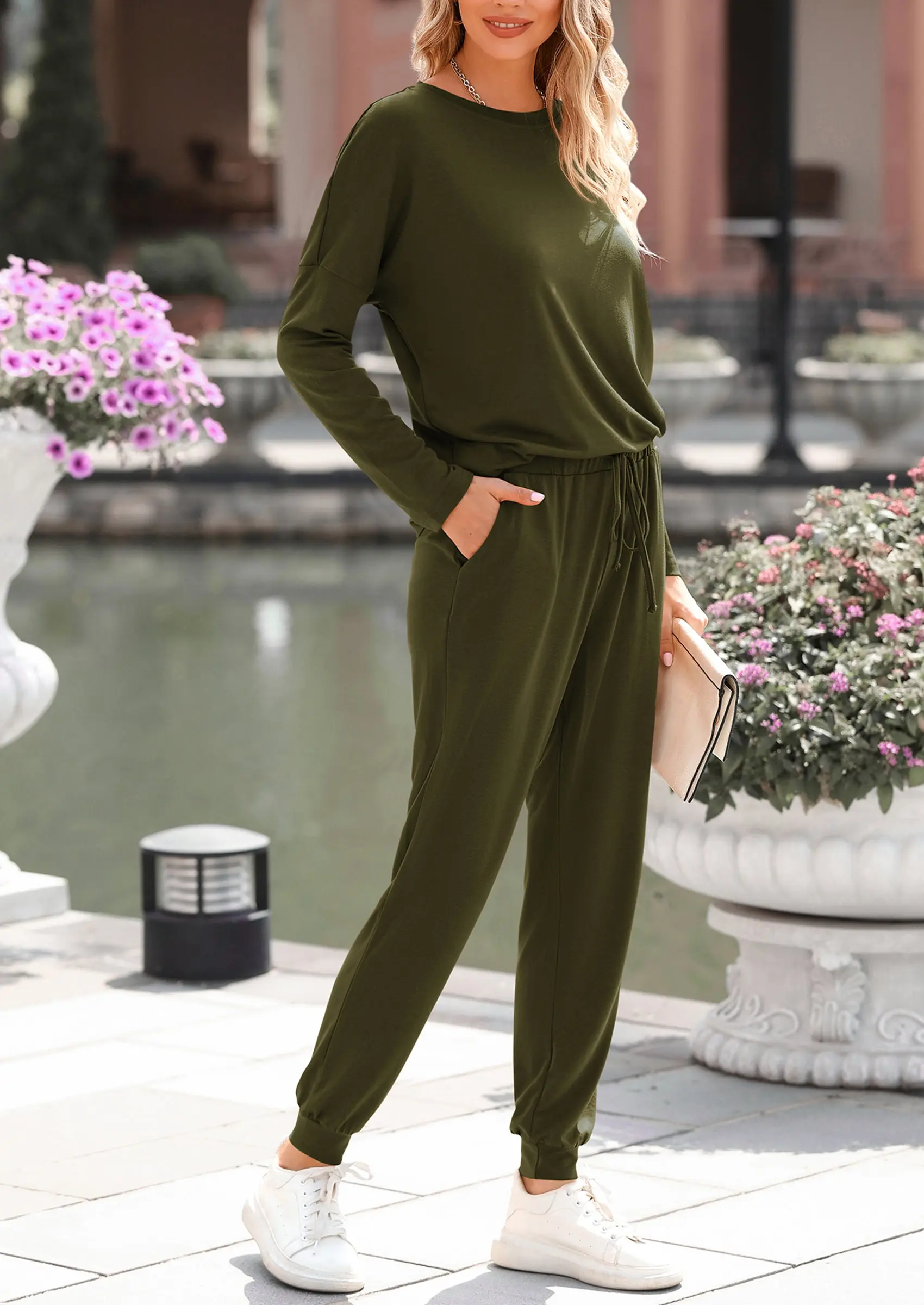 PRETTYGARDEN Lounge Outfit Long Sleeve Crewneck Pullover Tops High Waisted Pants Set Tracksuit - Image 50