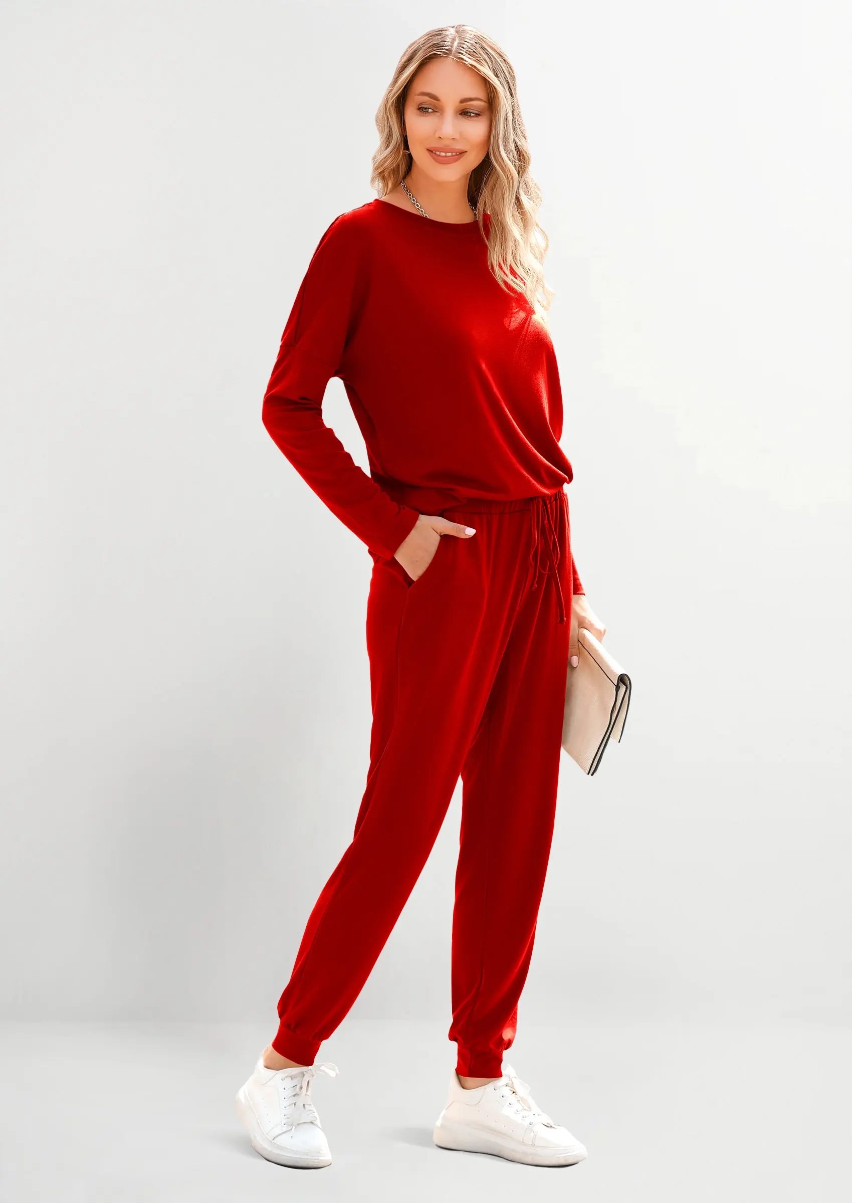 PRETTYGARDEN Lounge Outfit Long Sleeve Crewneck Pullover Tops High Waisted Pants Set Tracksuit - Image 51