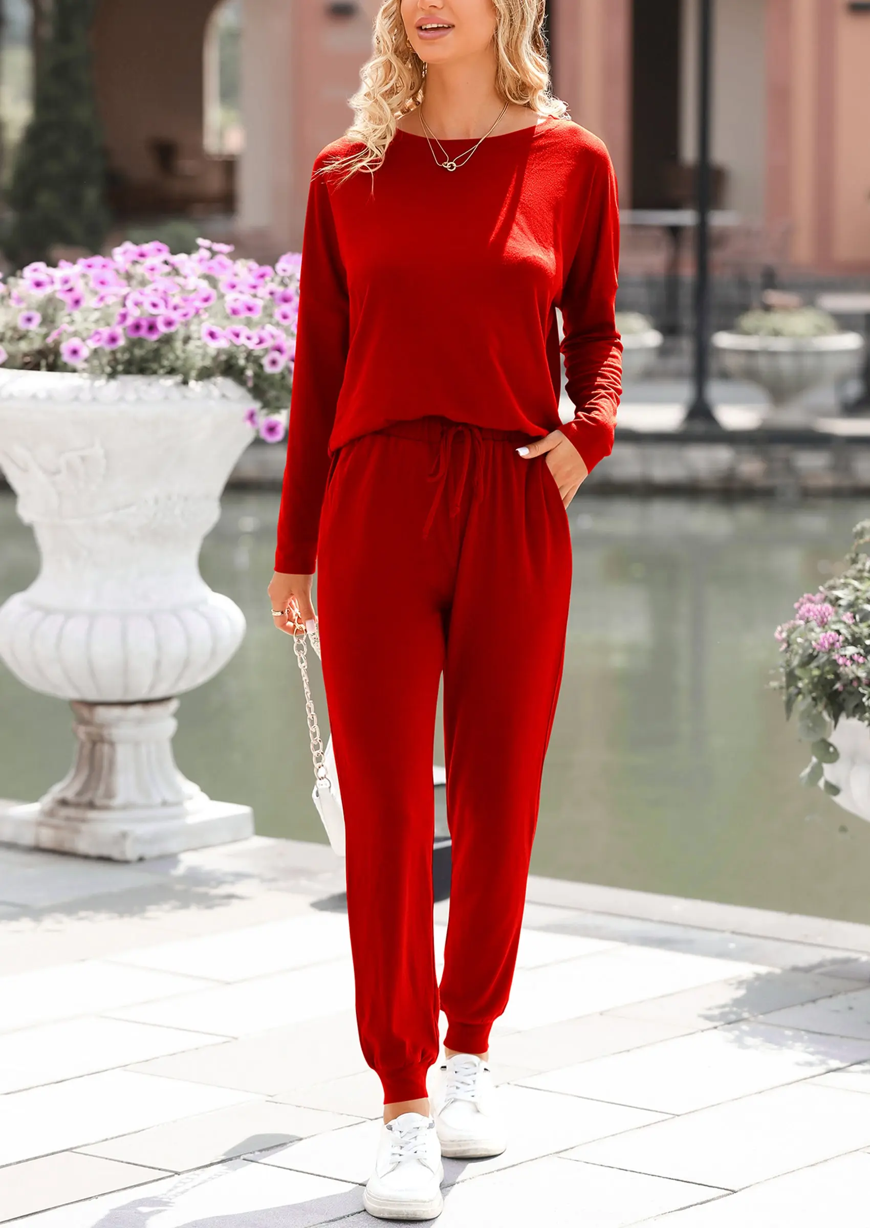 PRETTYGARDEN Lounge Outfit Long Sleeve Crewneck Pullover Tops High Waisted Pants Set Tracksuit - Image 54