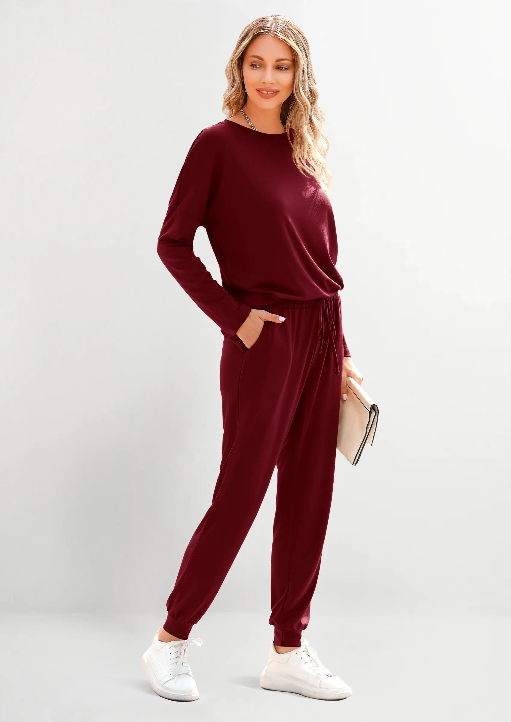 PRETTYGARDEN Lounge Outfit Long Sleeve Crewneck Pullover Tops High Waisted Pants Set Tracksuit - Image 79