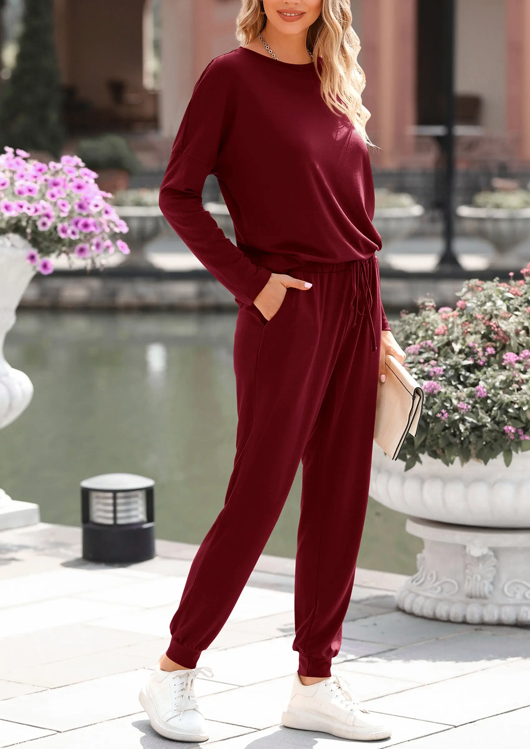 PRETTYGARDEN Lounge Outfit Long Sleeve Crewneck Pullover Tops High Waisted Pants Set Tracksuit - Image 82