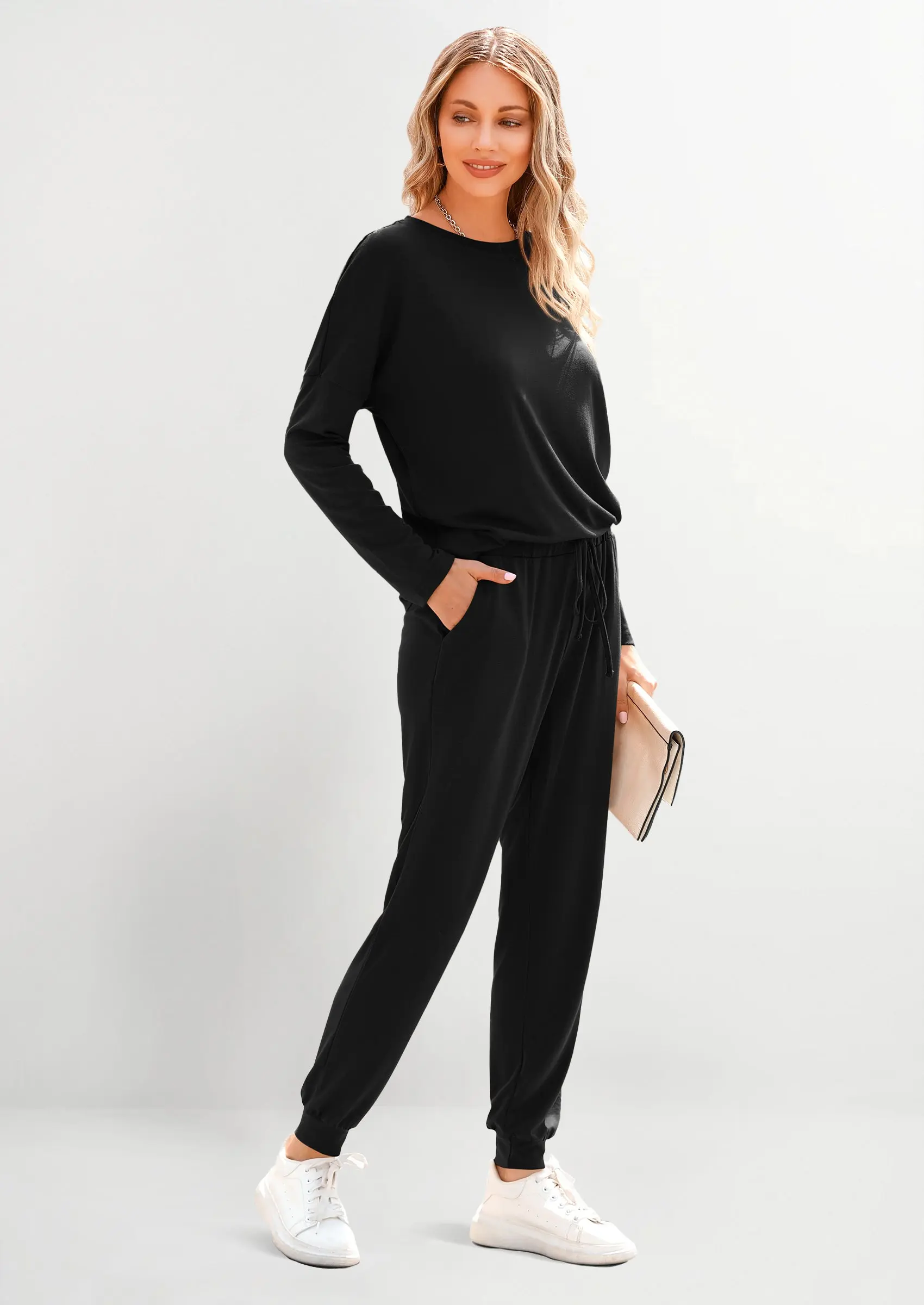 PRETTYGARDEN Lounge Outfit Long Sleeve Crewneck Pullover Tops High Waisted Pants Set Tracksuit - Image 84