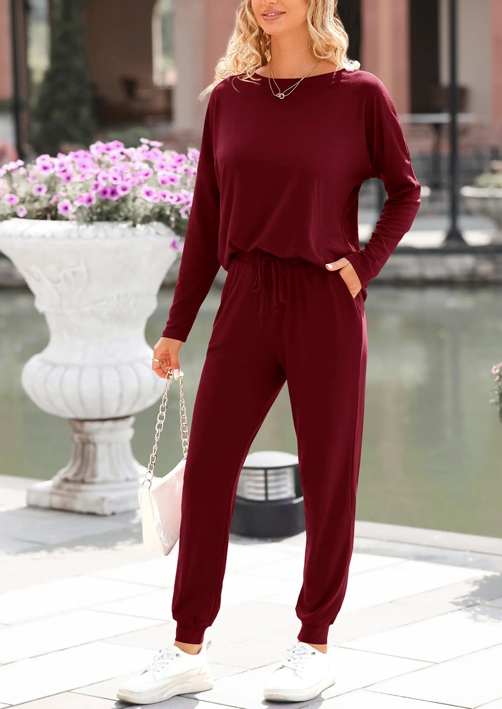 PRETTYGARDEN Lounge Outfit Long Sleeve Crewneck Pullover Tops High Waisted Pants Set Tracksuit - Image 85