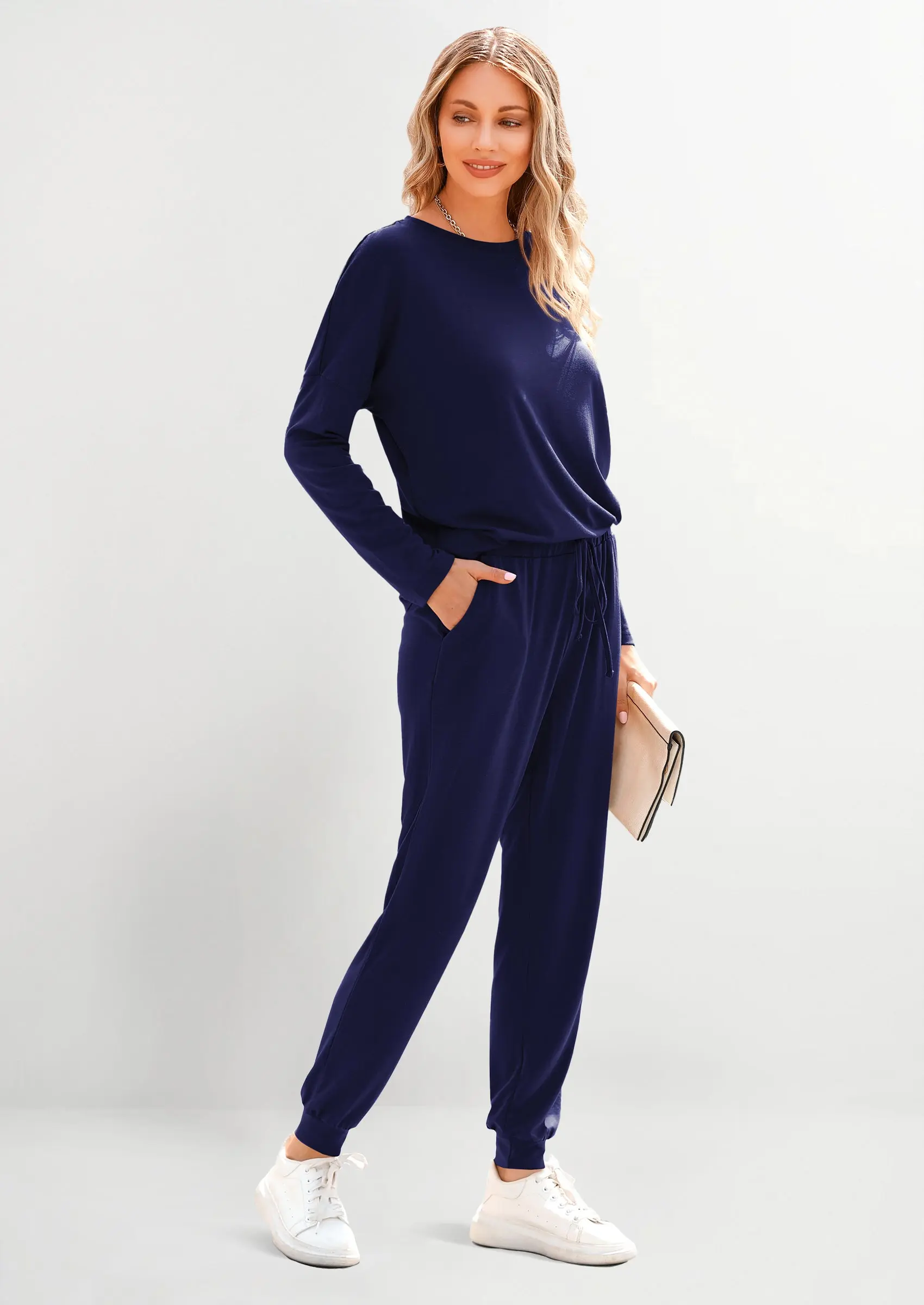 PRETTYGARDEN Lounge Outfit Long Sleeve Crewneck Pullover Tops High Waisted Pants Set Tracksuit - Image 93