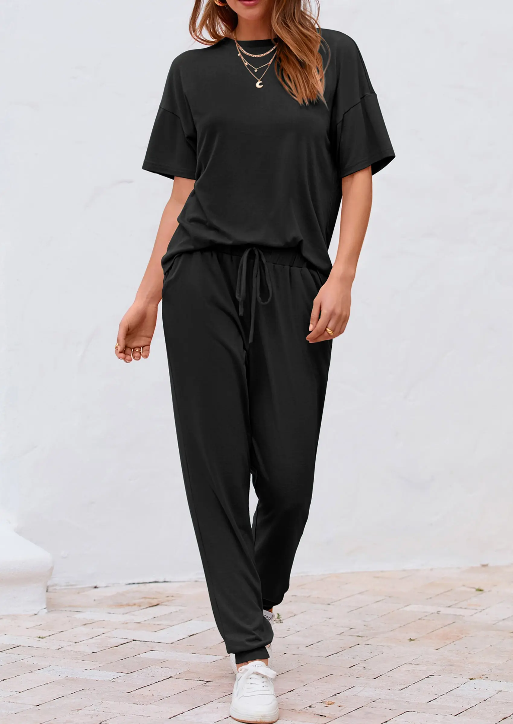 PRETTYGARDEN Women's Two Piece Lounge Sets Spring Summer Jogger Pants Vacation Outfits Travel Airplane Matching Clothes - Image 12